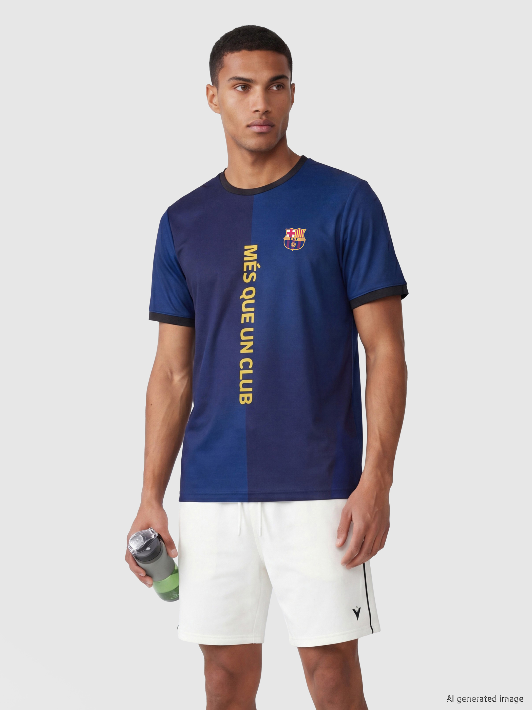 XSIDE ACTIVE Bisiklet Yaka FC Barcelona Baskılı Erkek Tişört