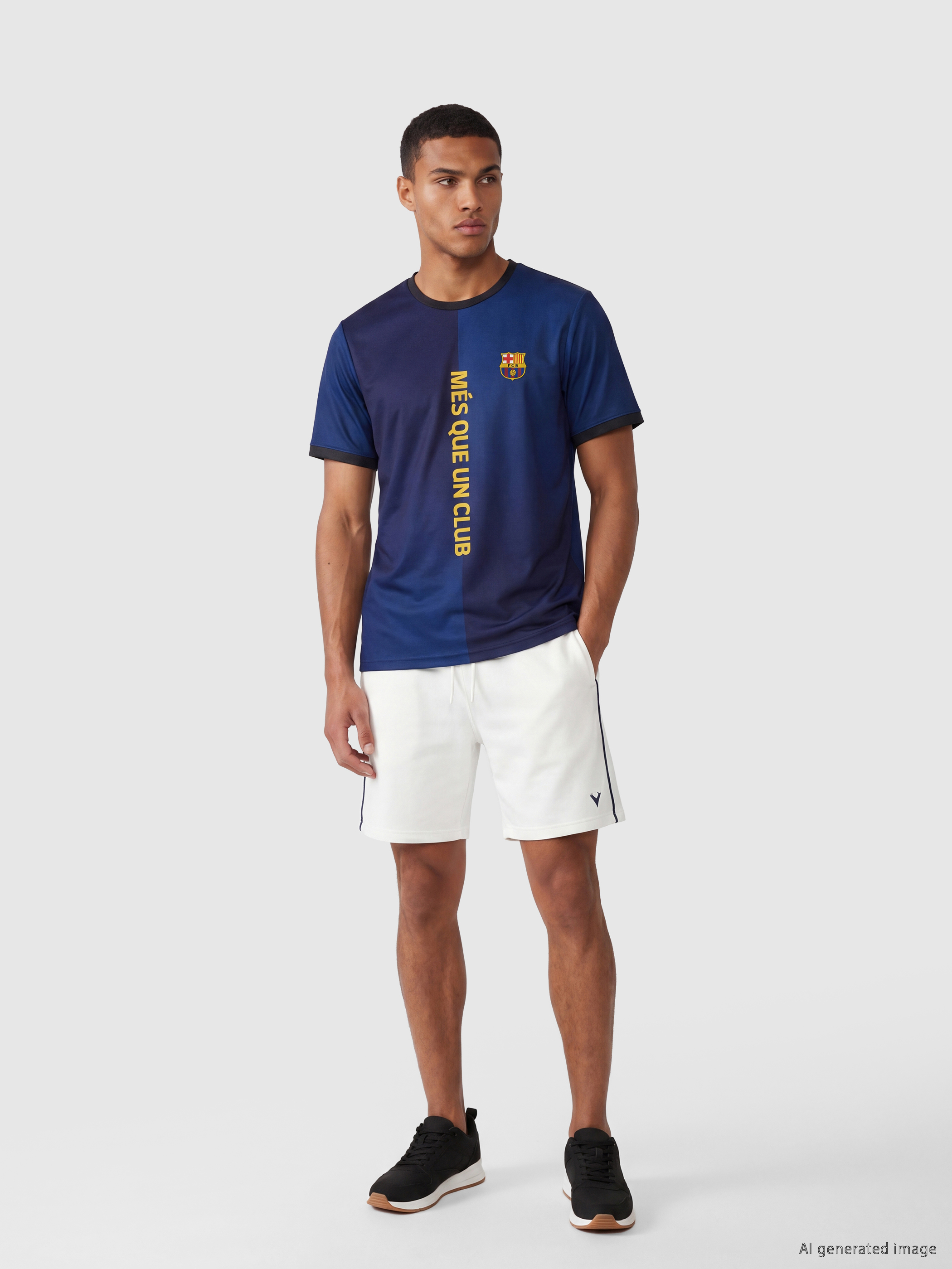 XSIDE ACTIVE Bisiklet Yaka FC Barcelona Baskılı Erkek Tişört görsel 2