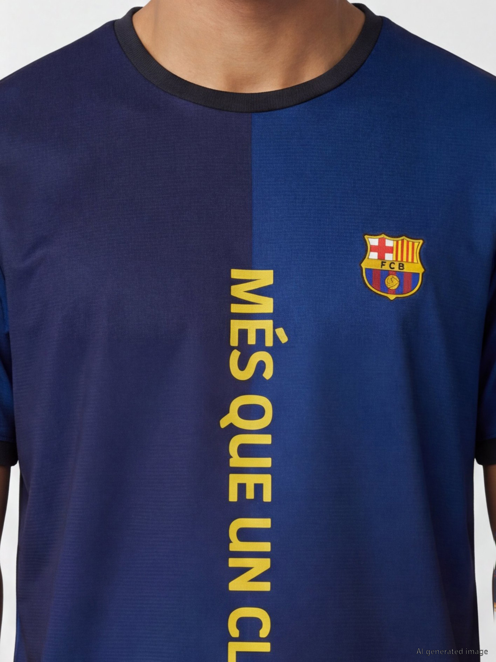 XSIDE ACTIVE Bisiklet Yaka FC Barcelona Baskılı Erkek Tişört görsel 3
