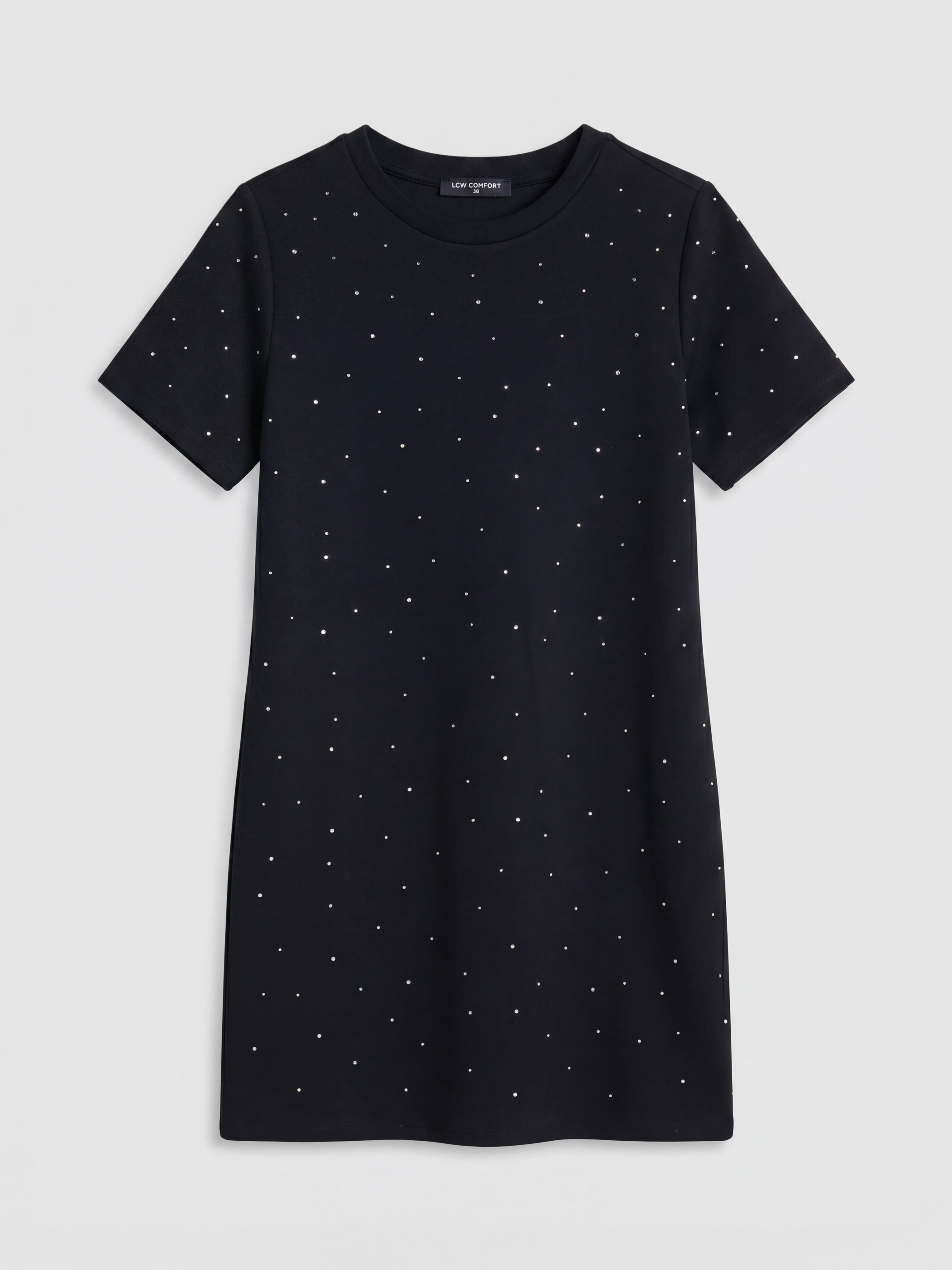 LCW Comfort Bisiklet Yaka Taşlı Mini Elbise görsel 4