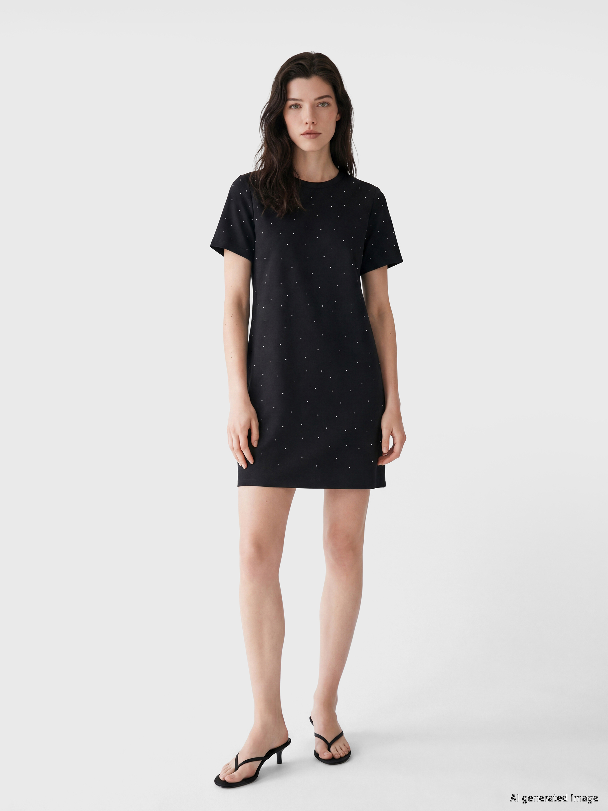 LCW Comfort Bisiklet Yaka Taşlı Mini Elbise görsel 2