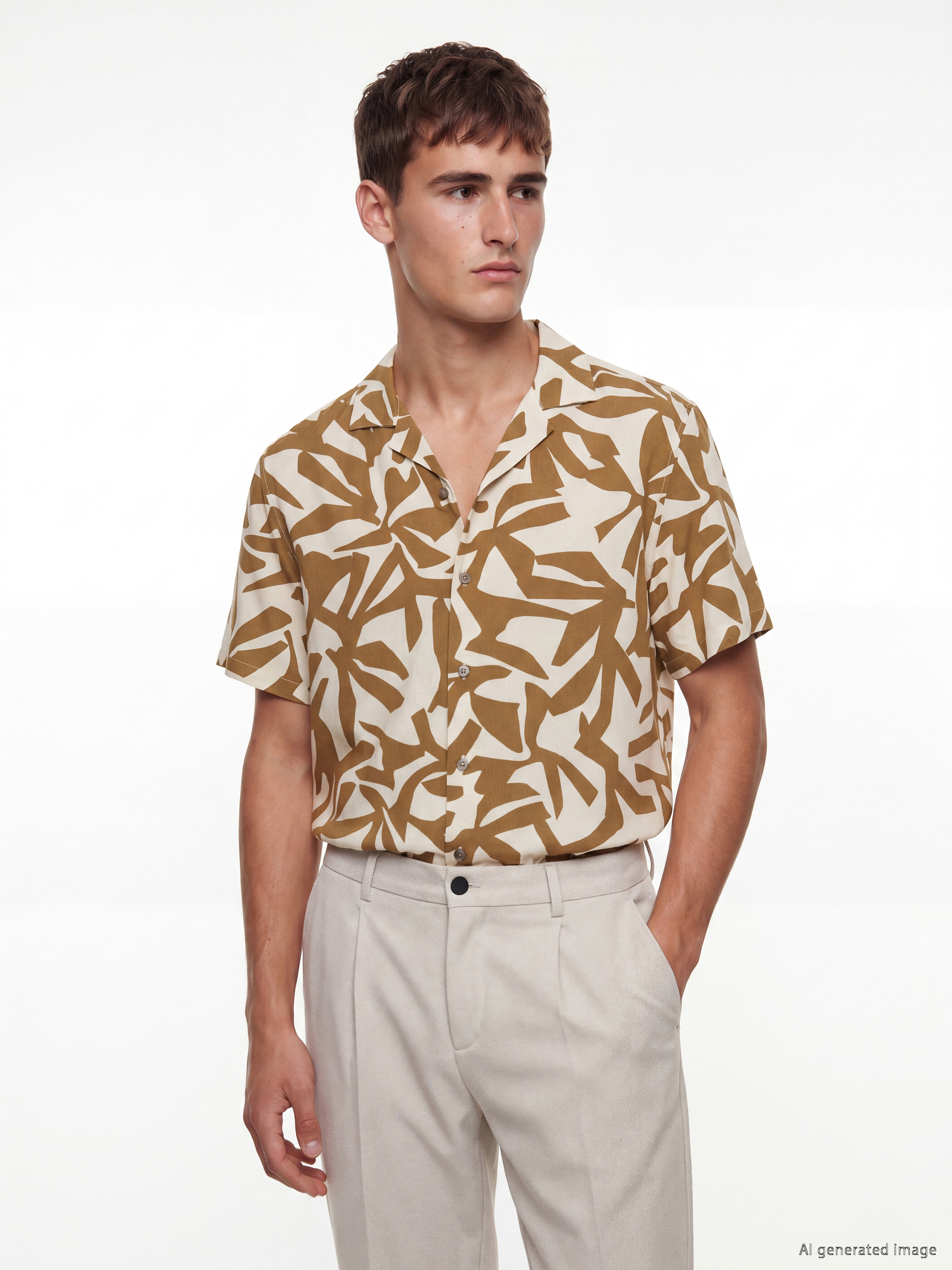 LCW Vision Regular Fit Resort Yaka Desenli Erkek Gömlek