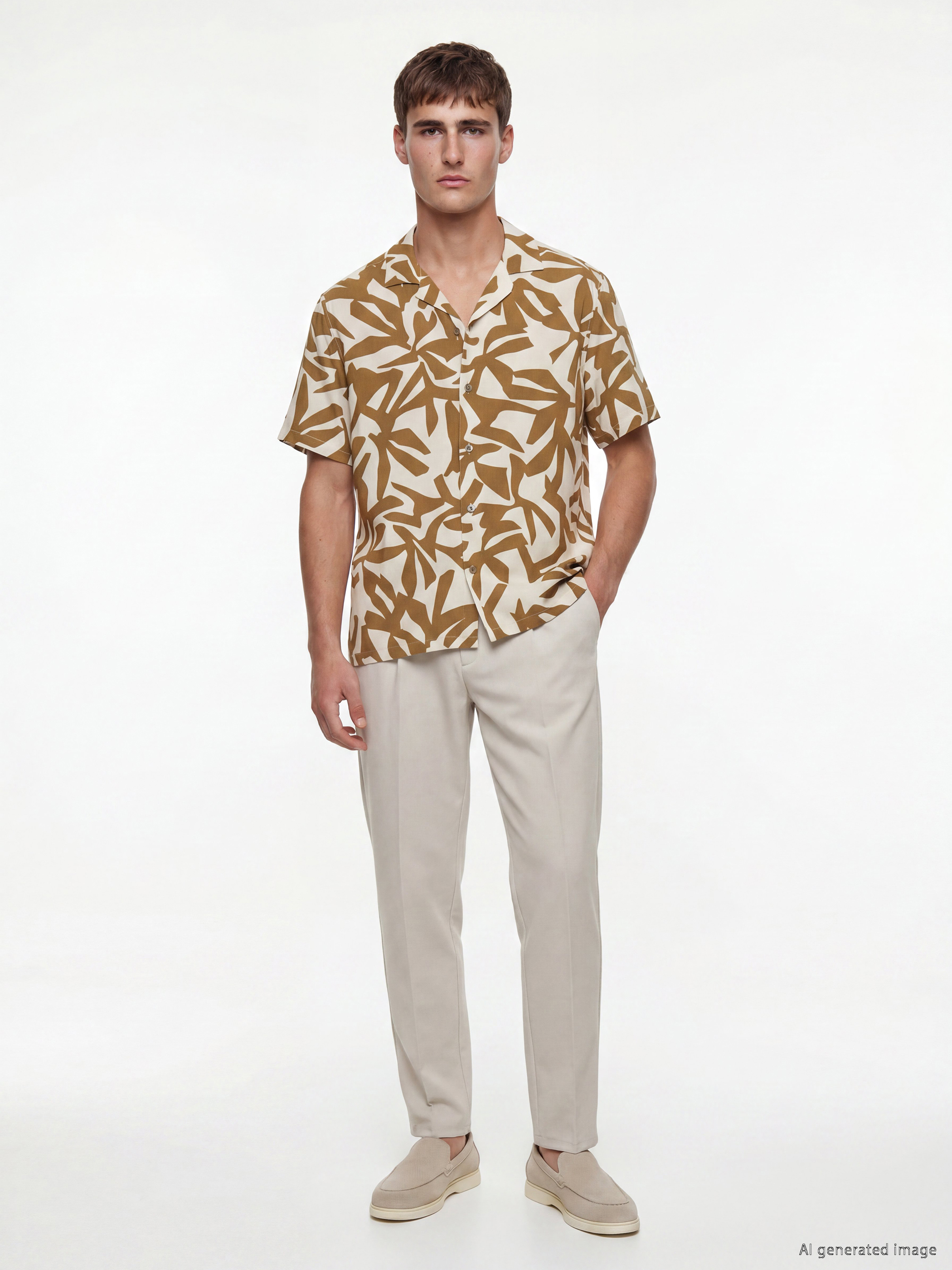 LCW Vision Regular Fit Resort Yaka Desenli Erkek Gömlek görsel 2