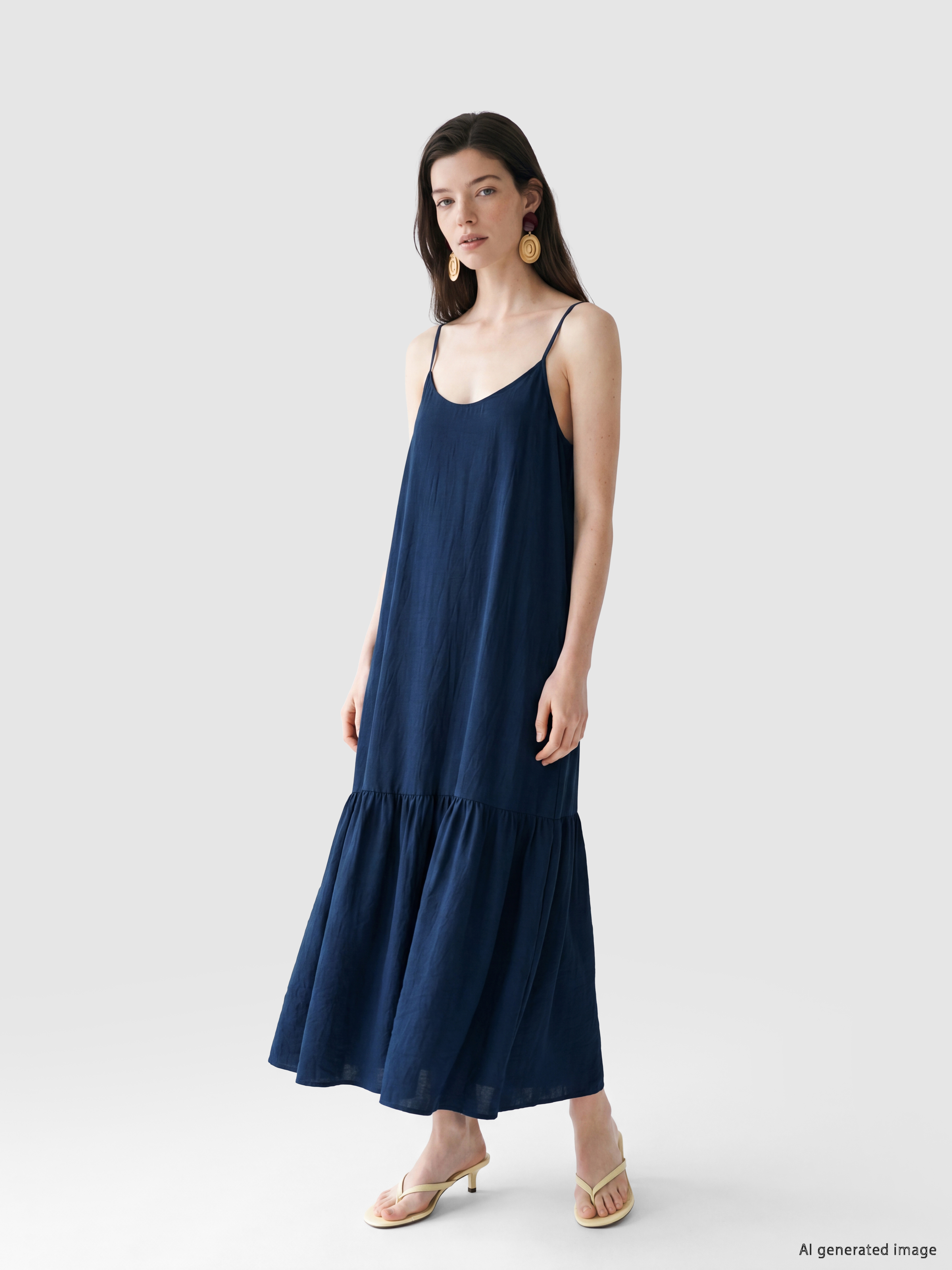 LCW Comfort U Yaka İp Askılı Büzgülü Elbise