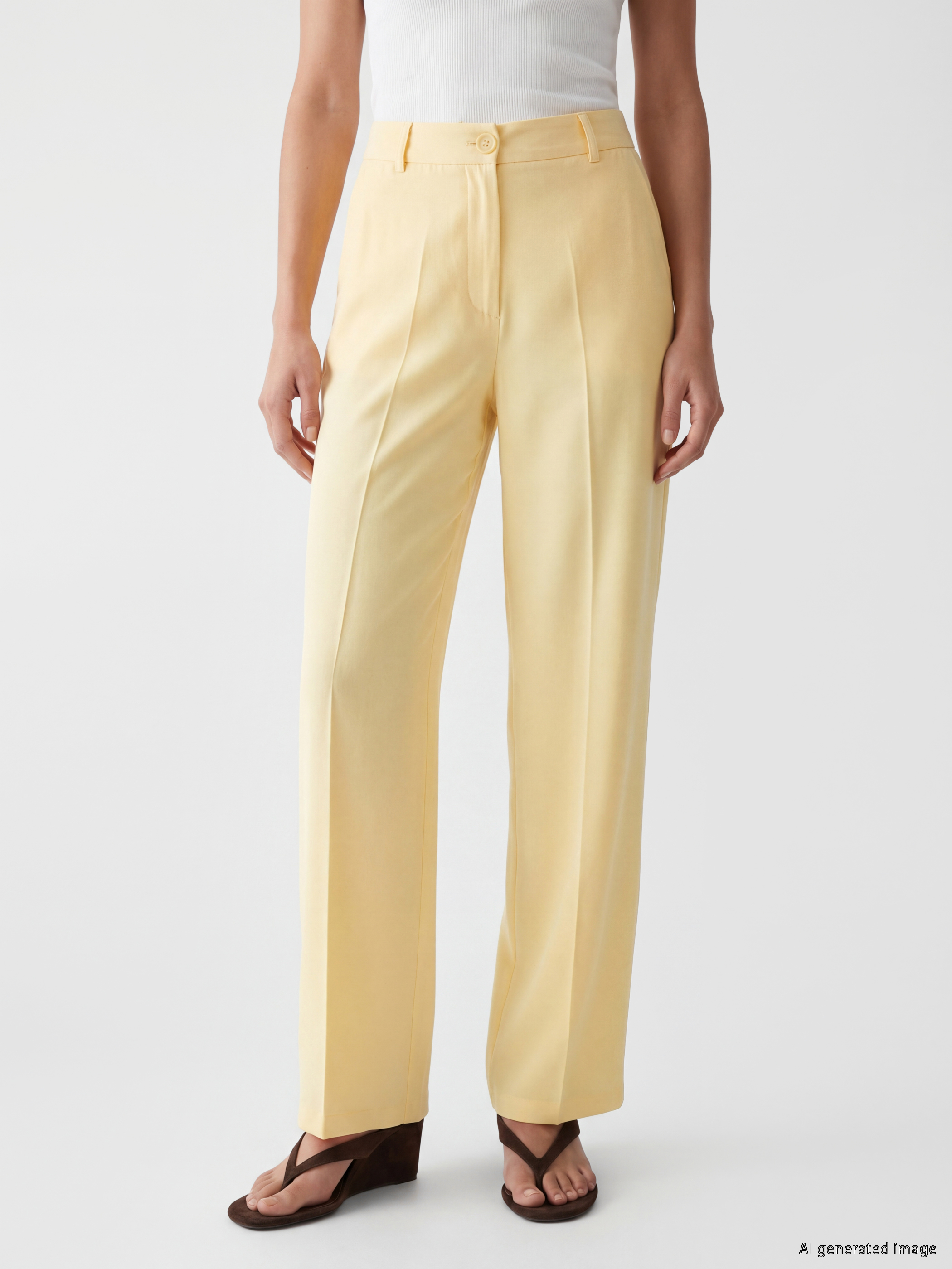 LCW Vision Regular Fit Keten Karışımlı Kadın Pantolon görsel 2