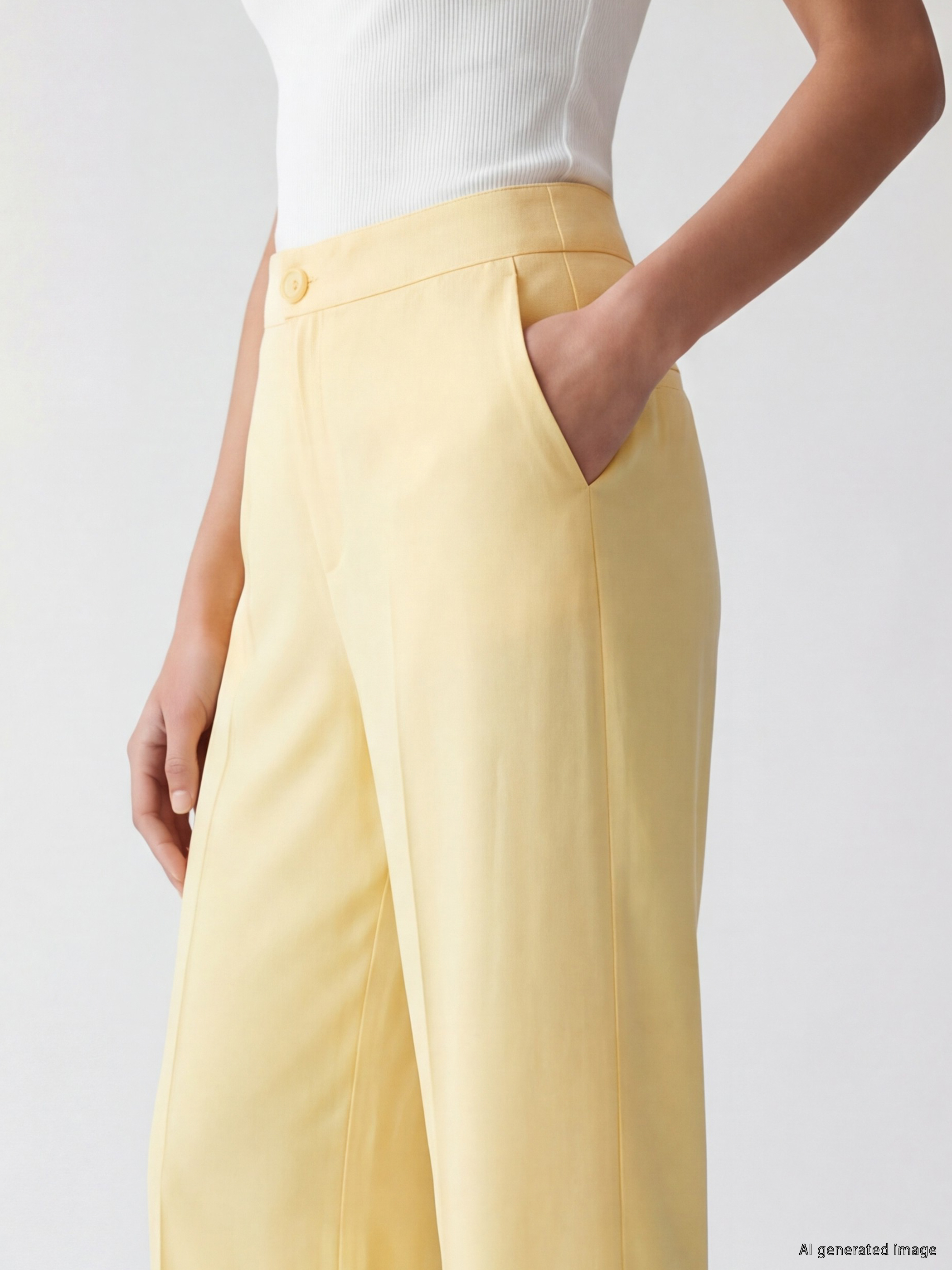 LCW Vision Regular Fit Keten Karışımlı Kadın Pantolon görsel 3