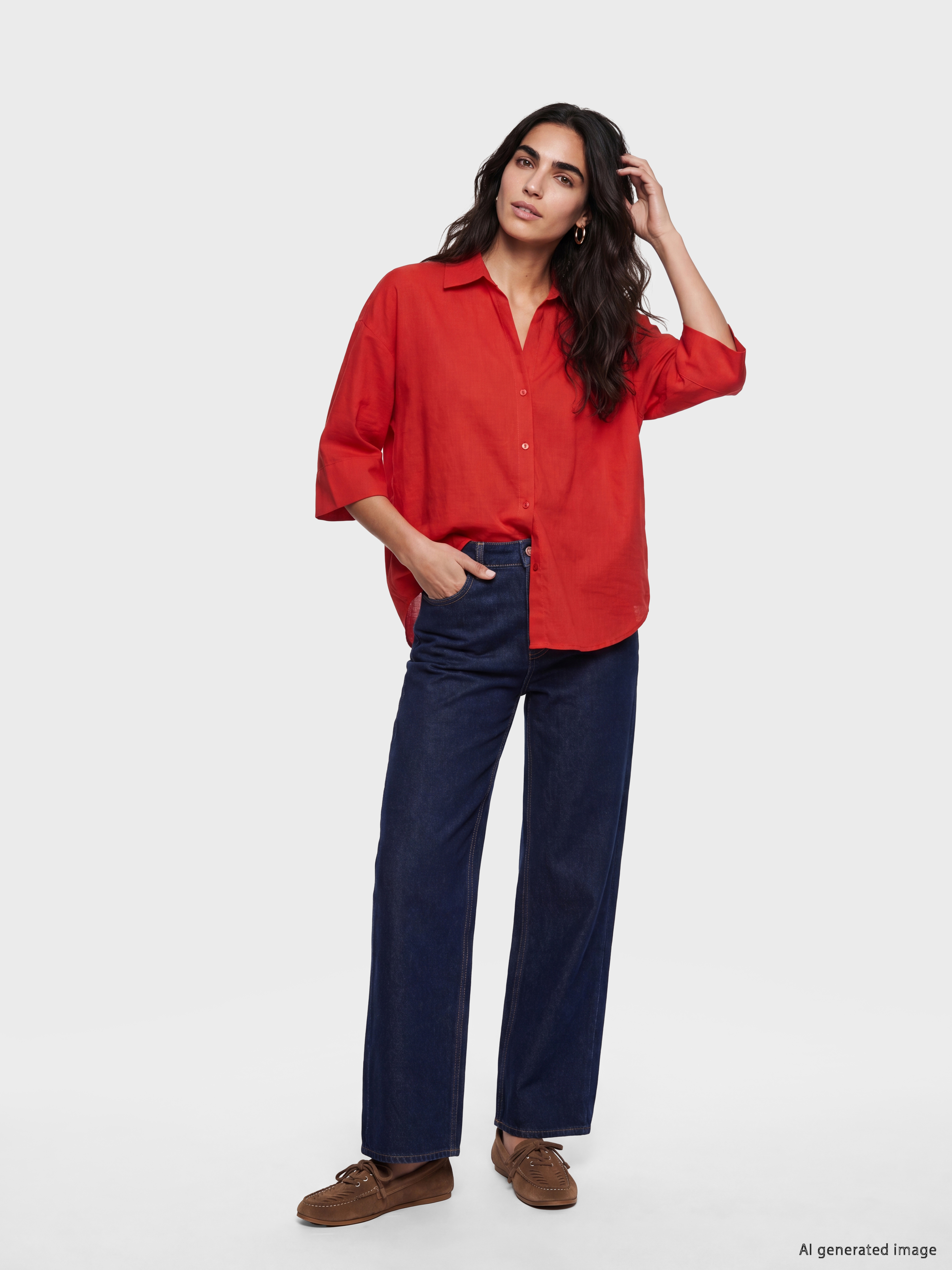 LCW Vision Oversize Poplin Kadın Gömlek görsel 2