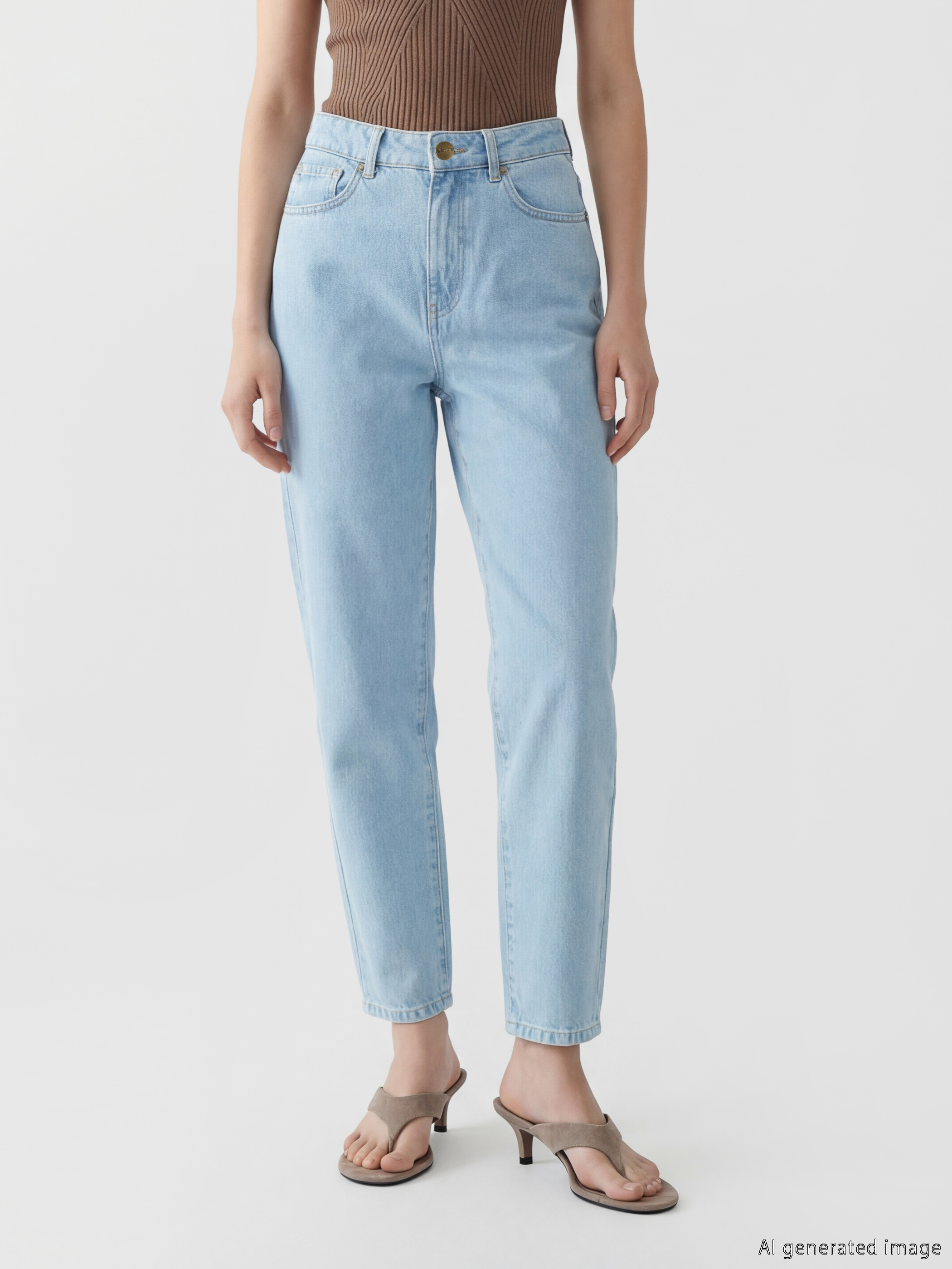Soulife Yüksek Bel Mom Fit Kadın Jean Pantolon görsel 2