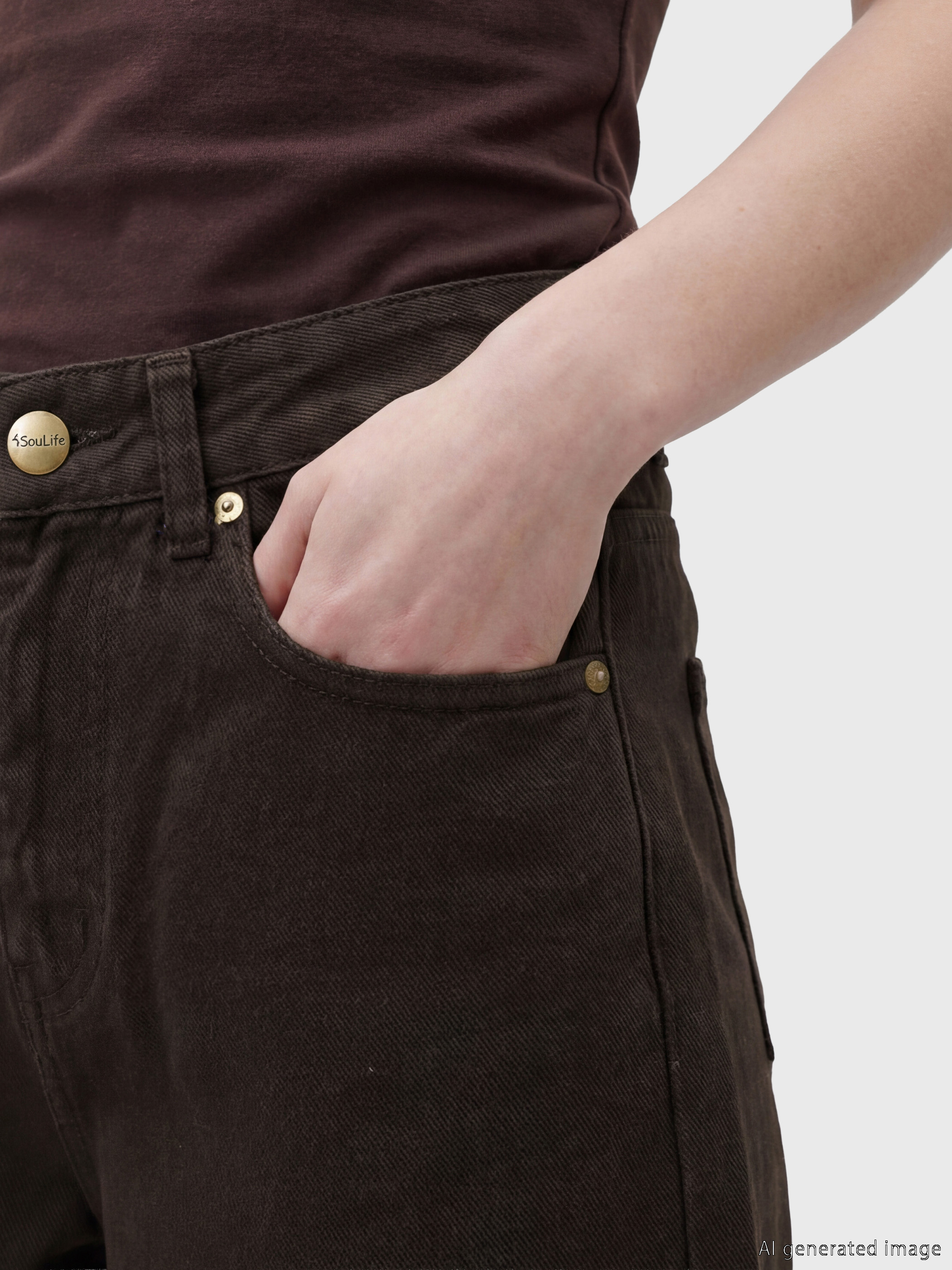 Soulife Wideleg Kadın Jean Pantolon görsel 4