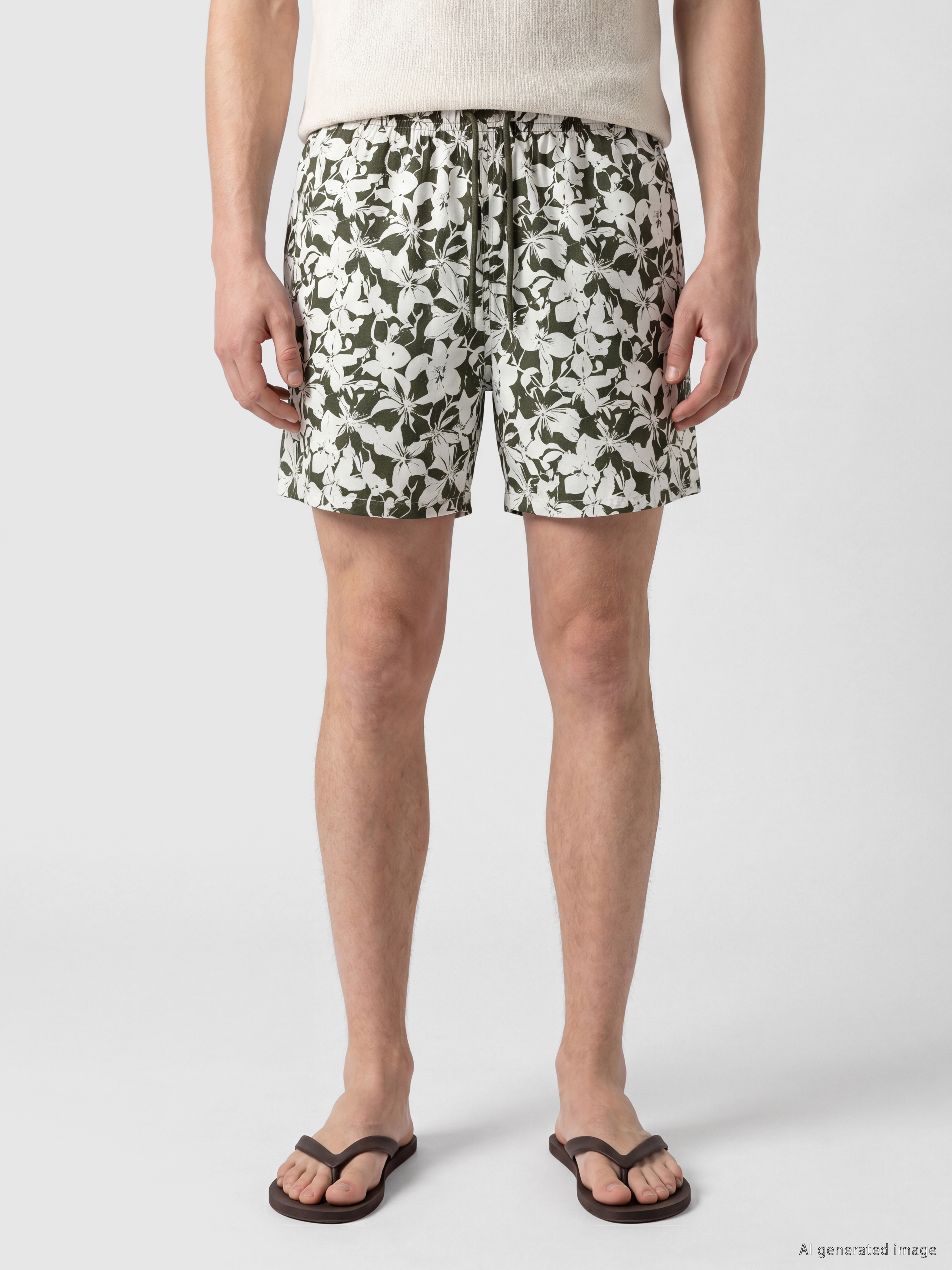LCW SWIMWEAR Kısa Boy Çiçek Desenli Erkek Deniz Şortu görsel 2