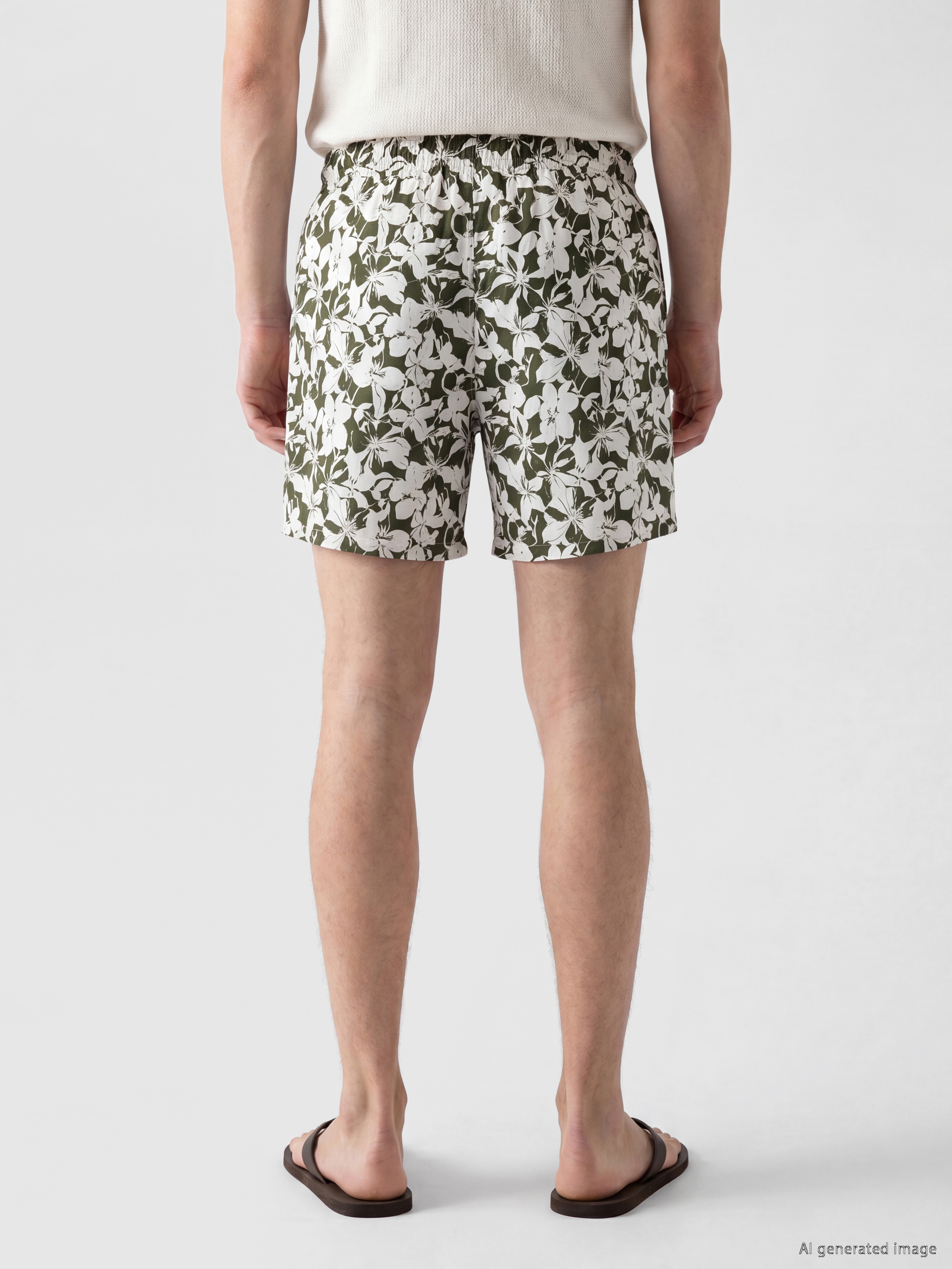 LCW SWIMWEAR Kısa Boy Çiçek Desenli Erkek Deniz Şortu görsel 4