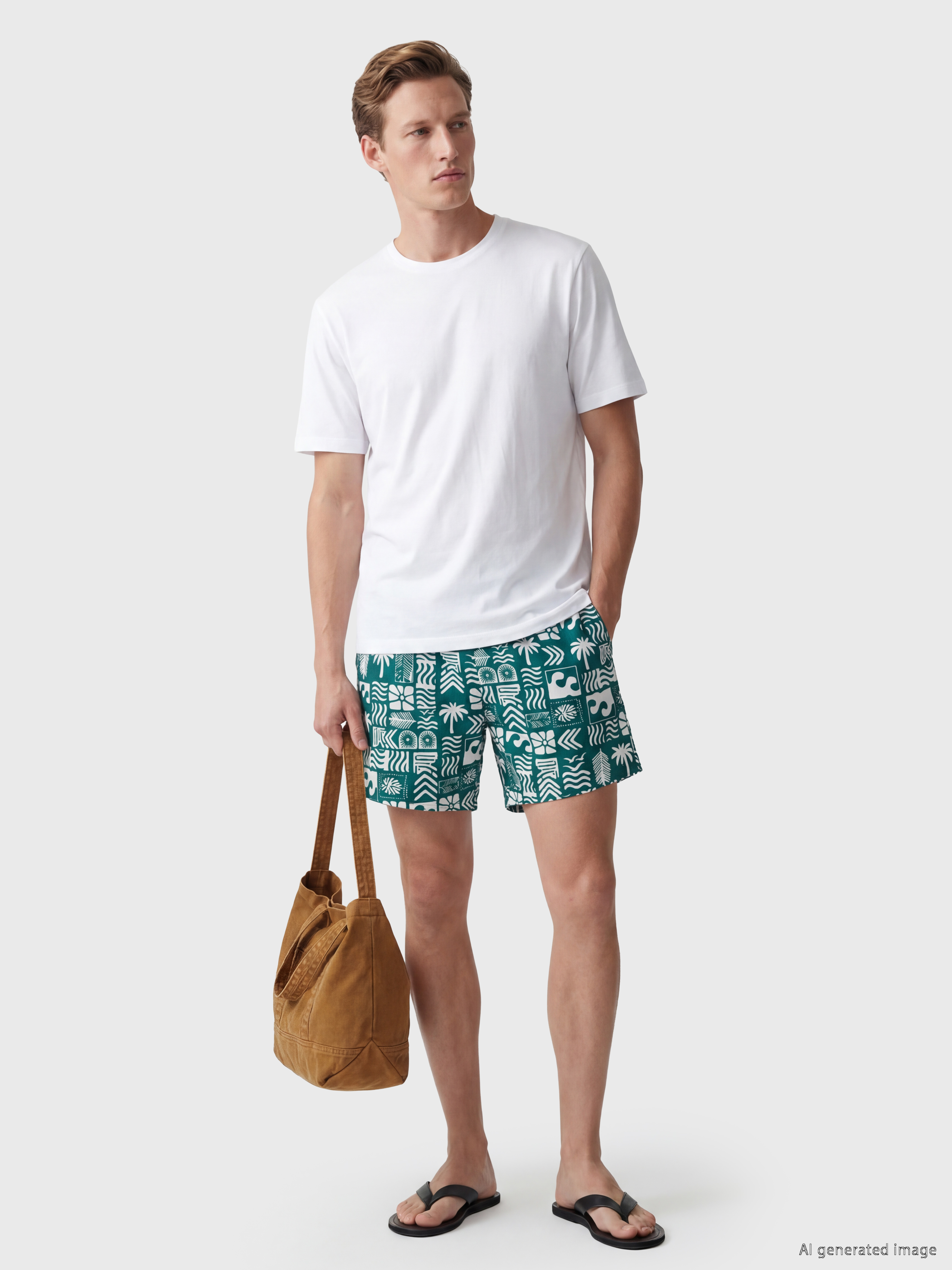 LCW SWIMWEAR Kısa Boy Desenli Erkek Deniz Şortu görsel 2