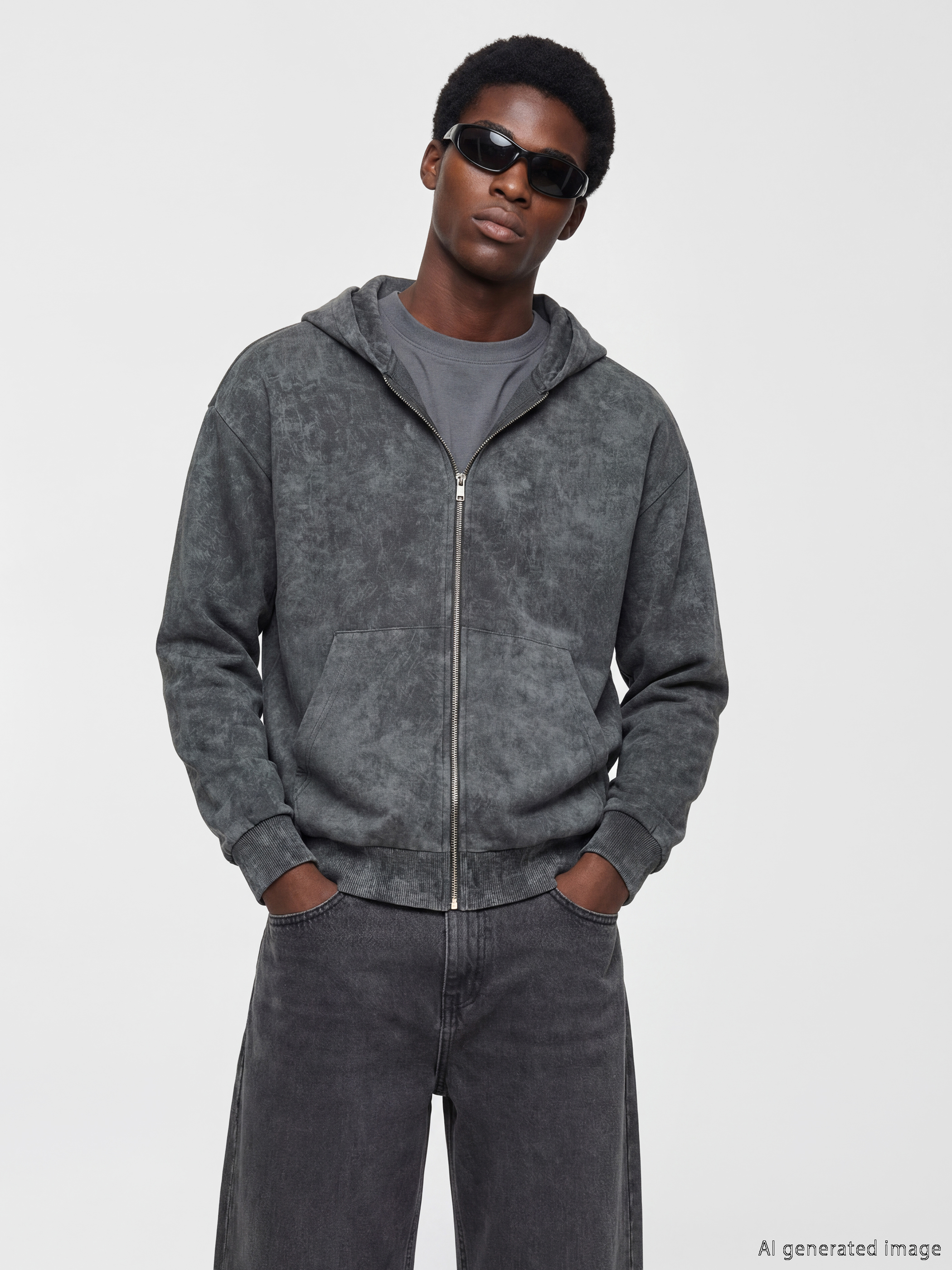XSIDE Oversize Kapüşonlu Erkek Fermuarlı Sweatshirt