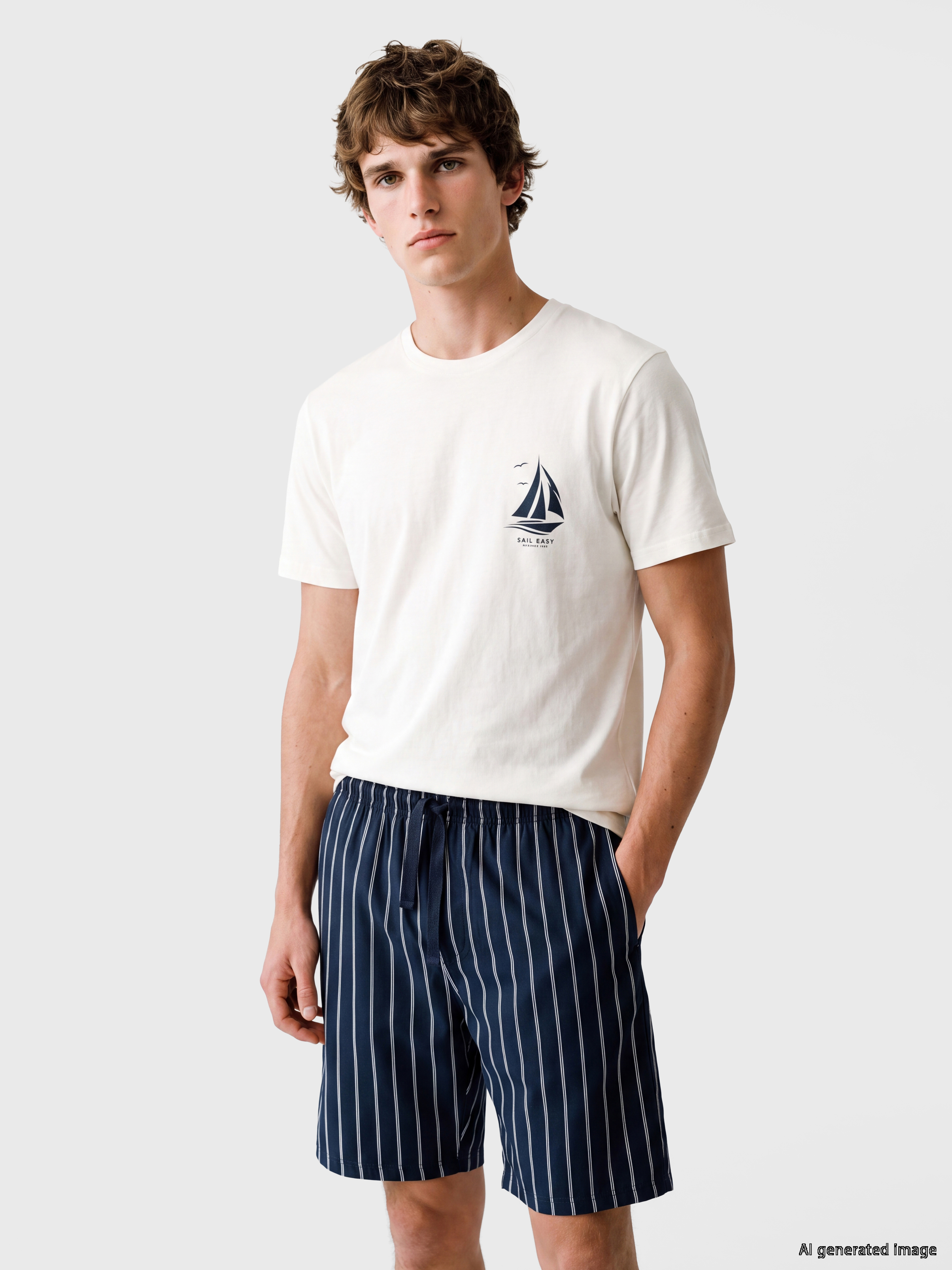 LC WAIKIKI Regular Fit Baskılı Erkek Şortlu Pijama Takımı görsel 2