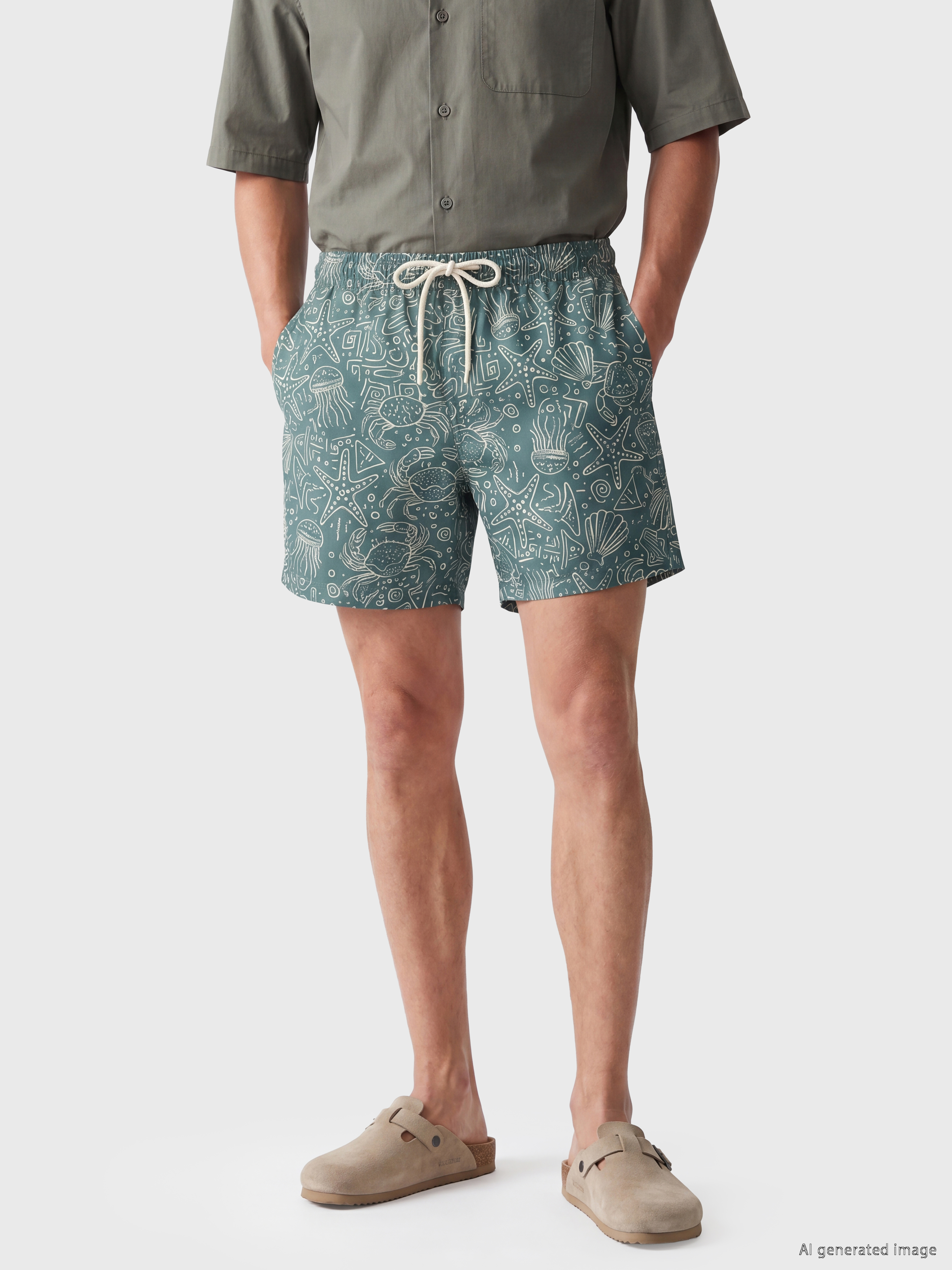 LCW SWIMWEAR Kısa Boy Desenli Erkek Deniz Şortu