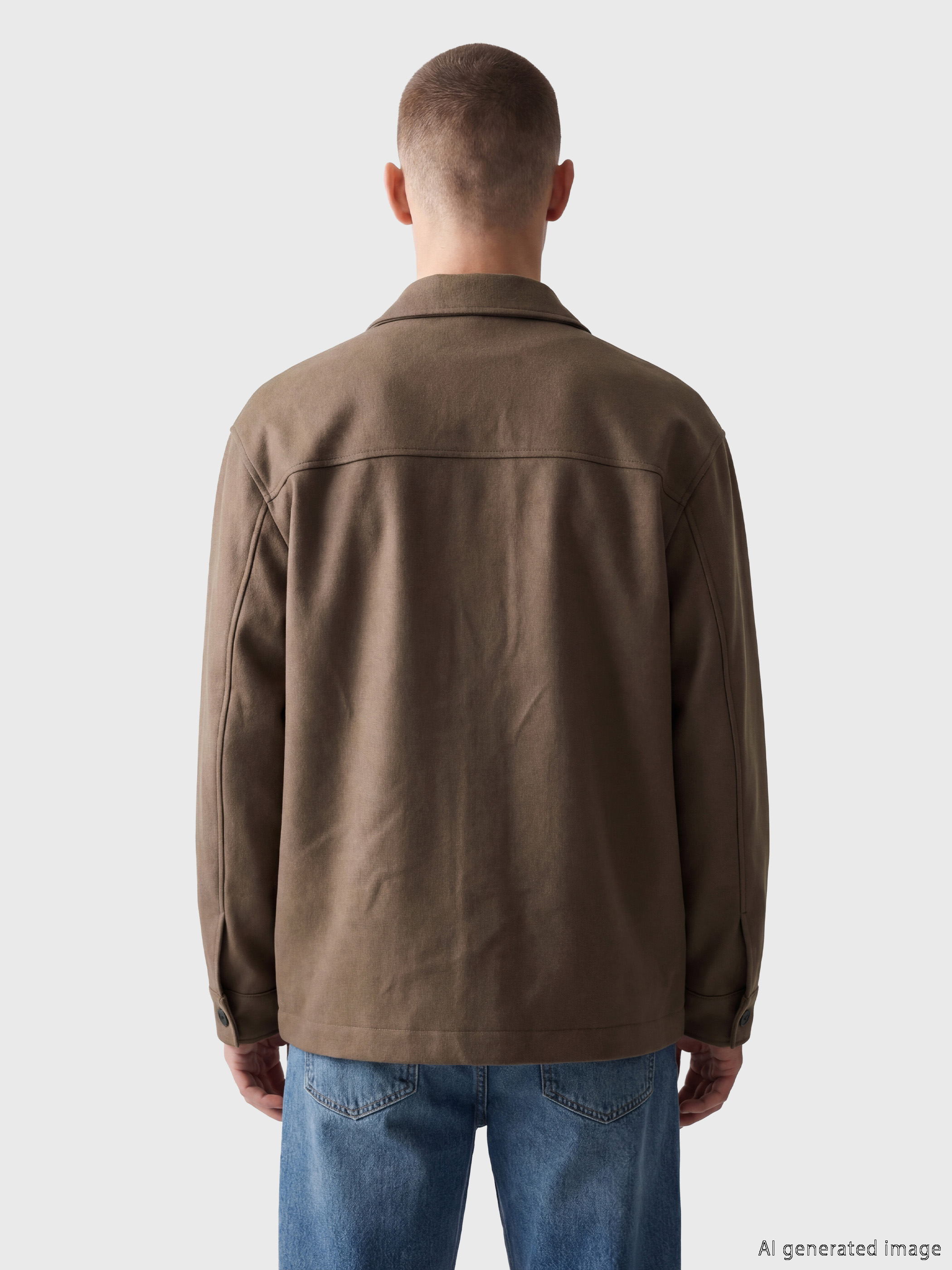 XSIDE Loose Fit Süet Görünümlü Gömlek Yaka Erkek Ceket görsel 4