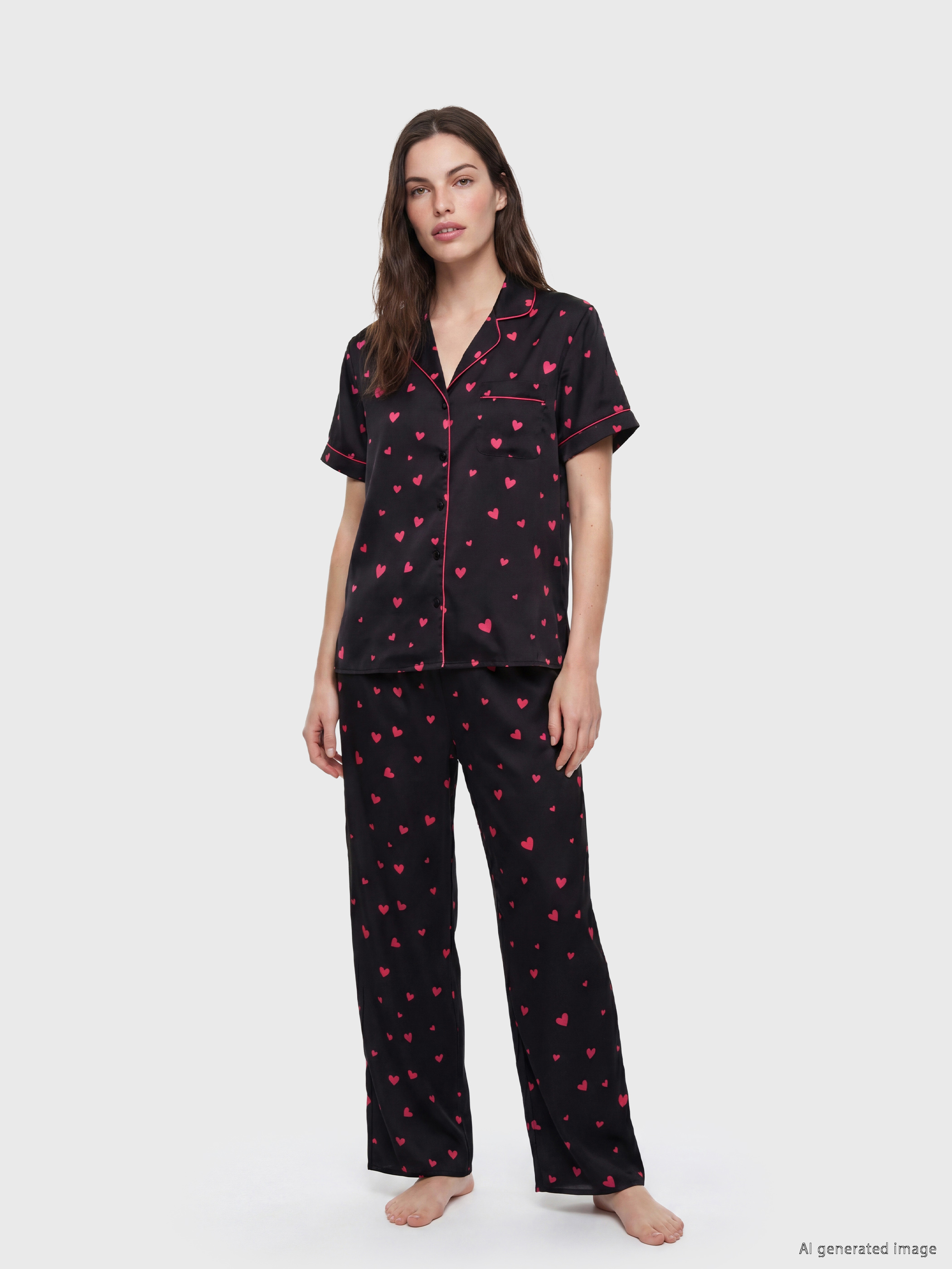 LCW DREAM Gömlek Yaka Saten Kadın Pijama Takım