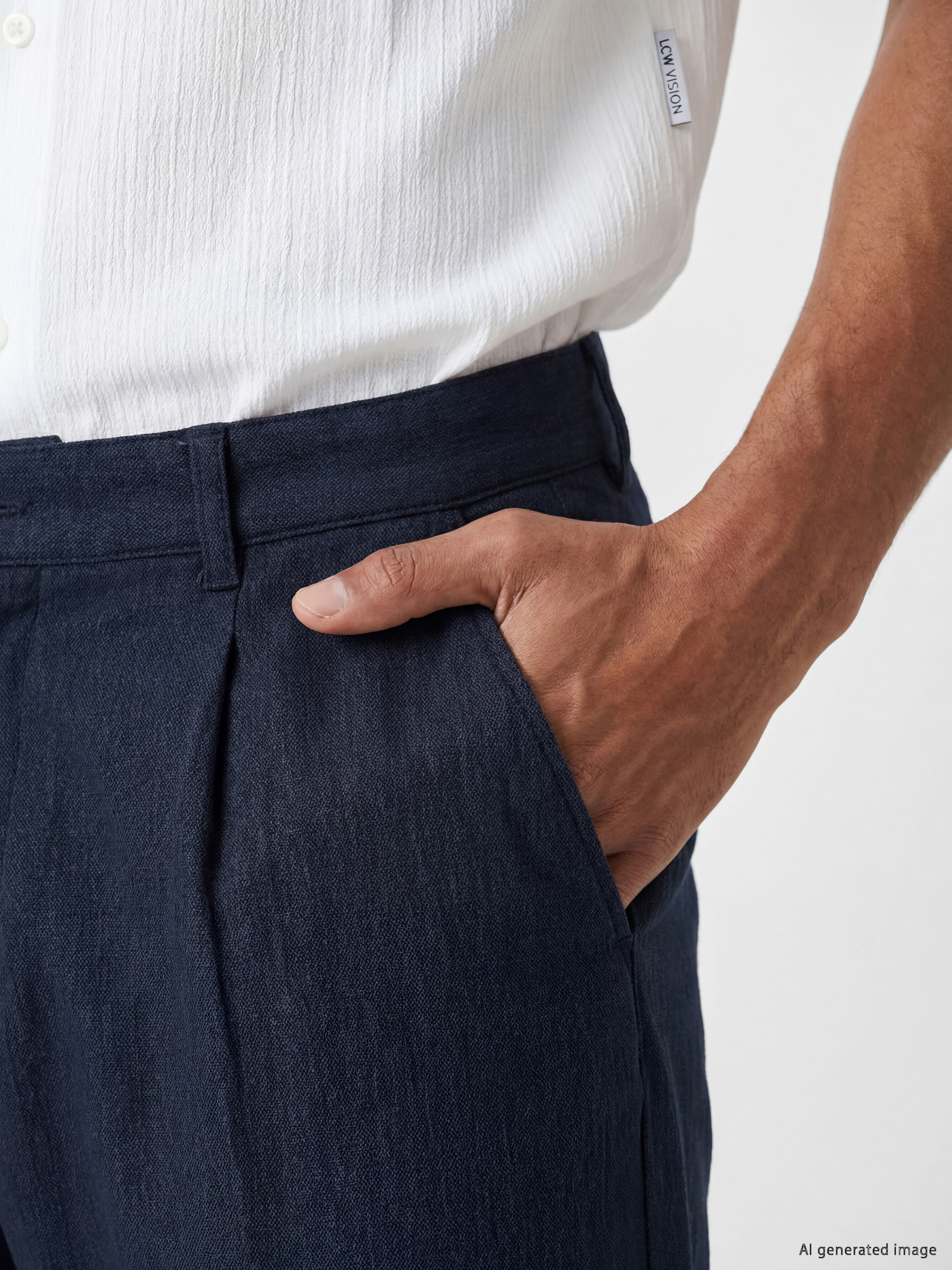 LCW Vision Regular Fit Keten Karışımlı Erkek Pantolon görsel 3