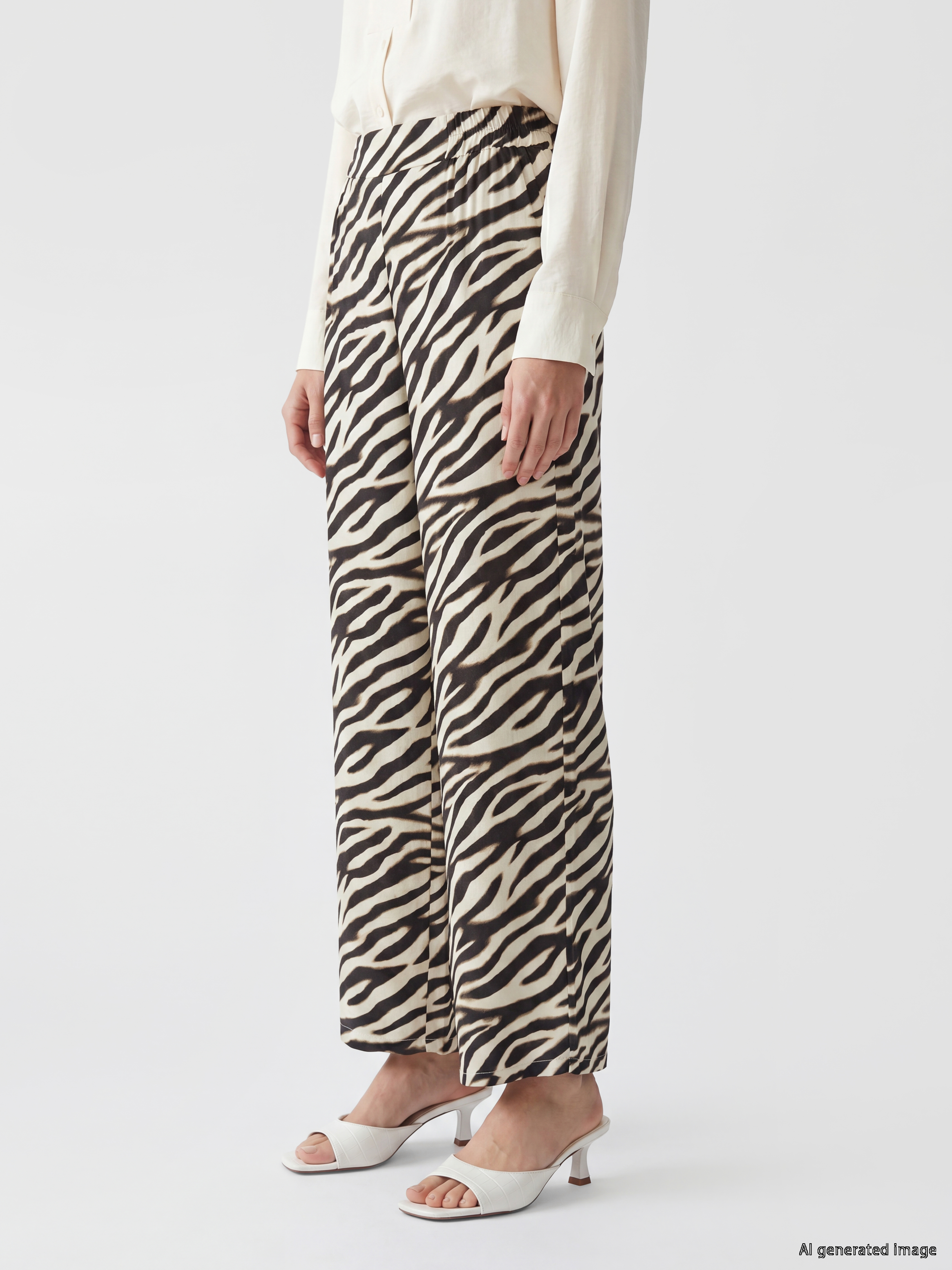 LCW Modest Beli Lastikli Zebra Desenli Kadın Pantolon görsel 2