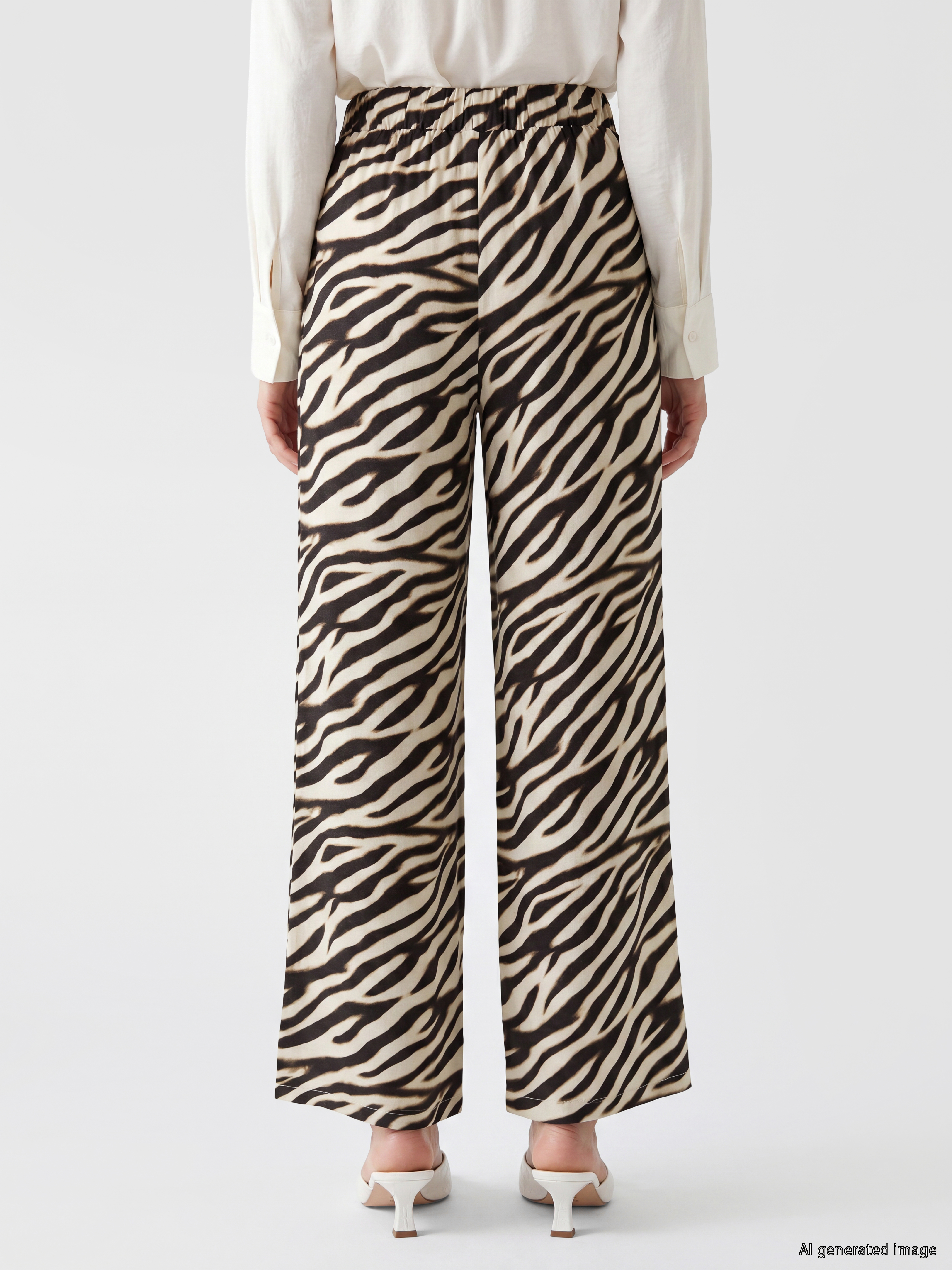 LCW Modest Beli Lastikli Zebra Desenli Kadın Pantolon görsel 3