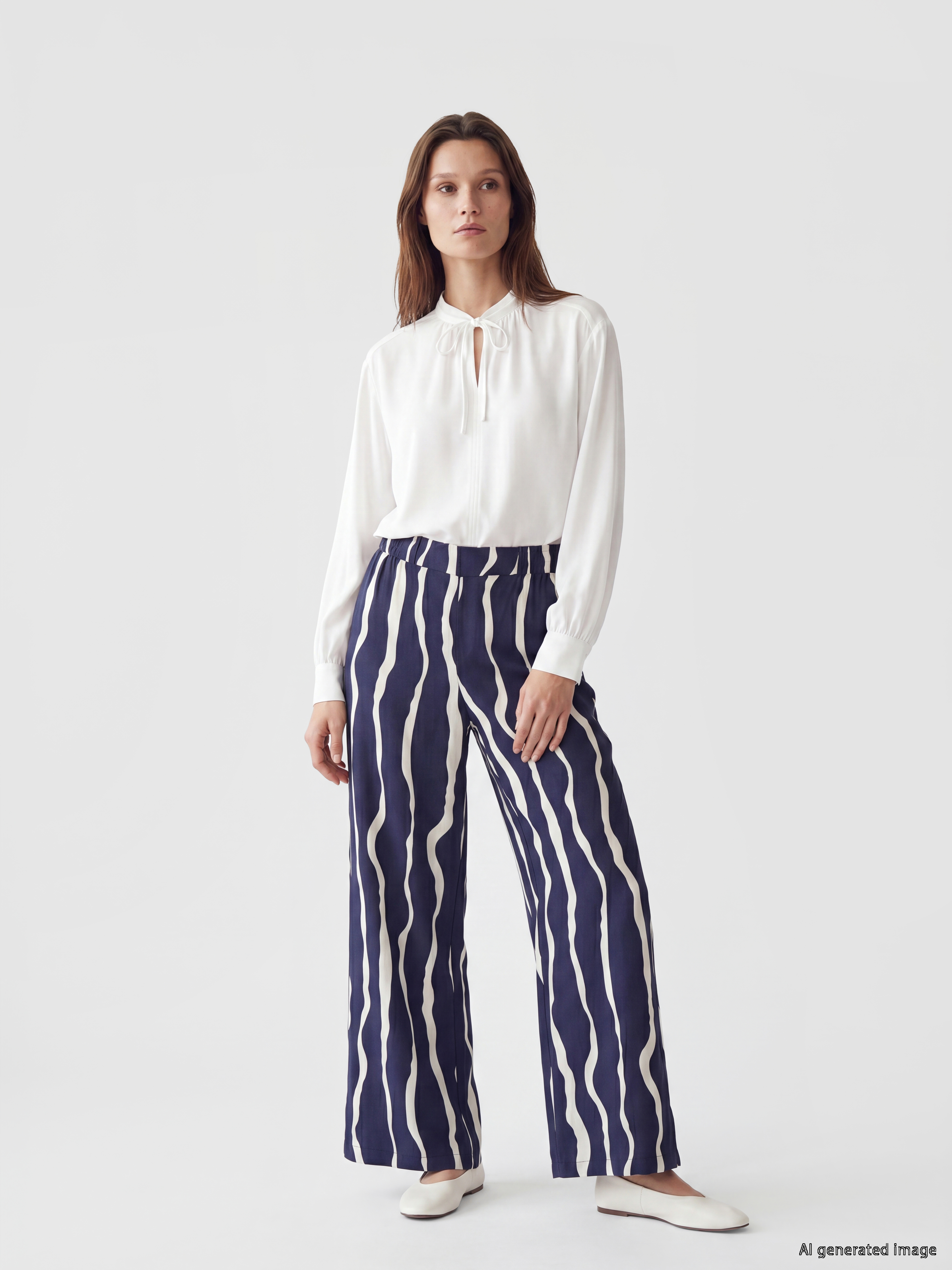 LCW Modest Beli Lastikli Desenli Kadın Pantolon