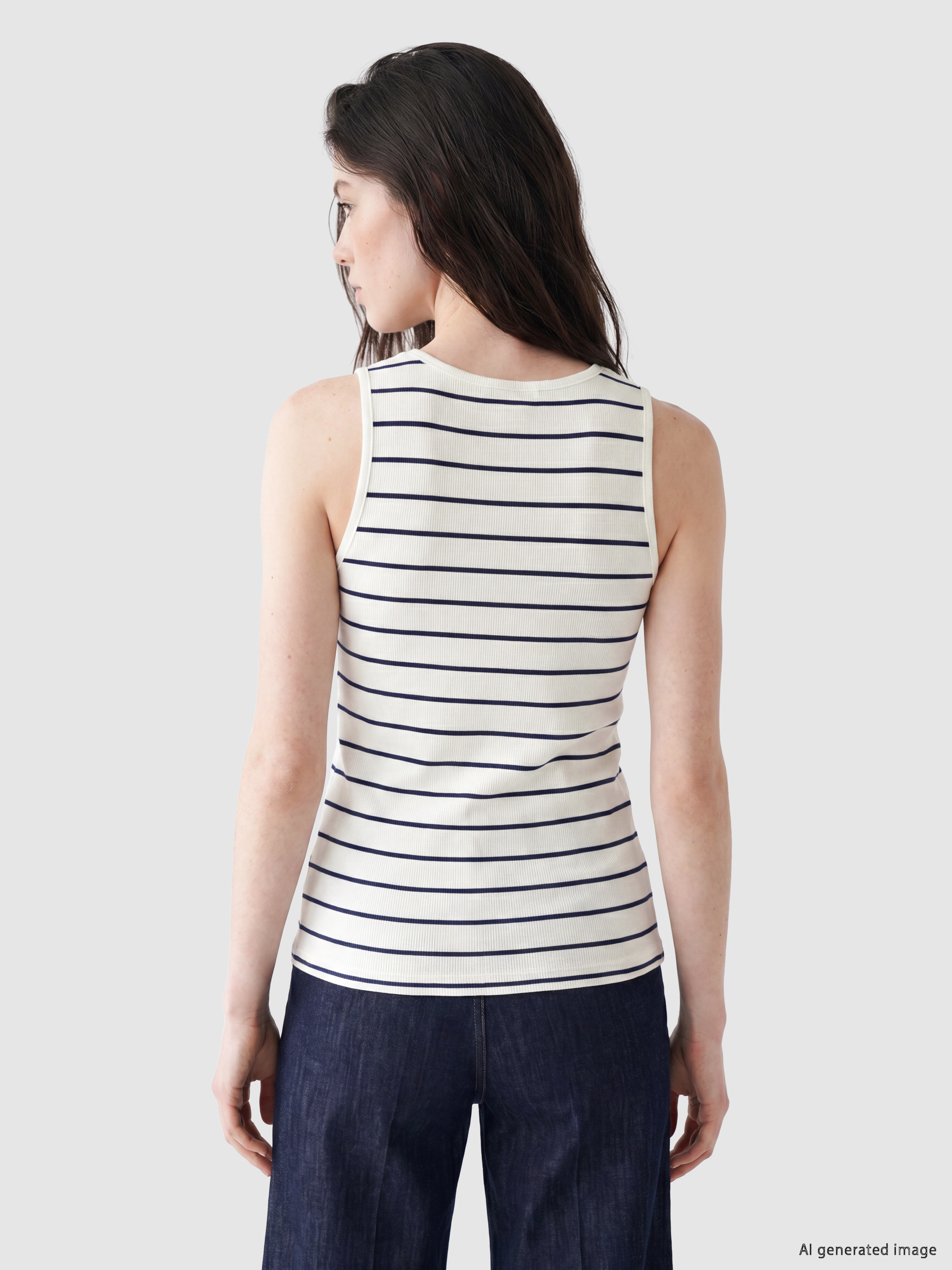 LCW Comfort U Yaka Çizgili Kadın Atlet görsel 3