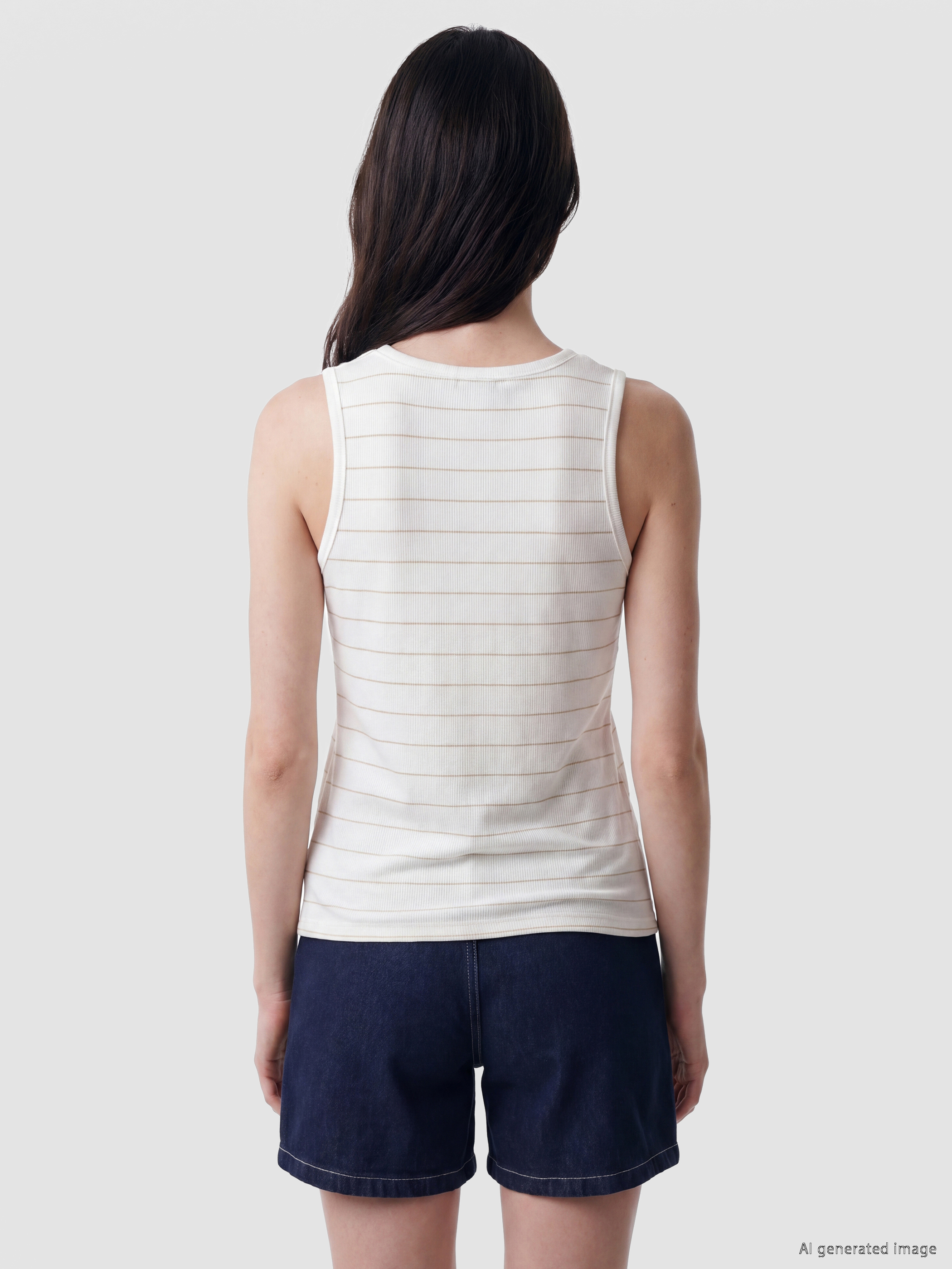 LCW Comfort Bisiklet Yaka Çizgili Kadın Atlet görsel 4