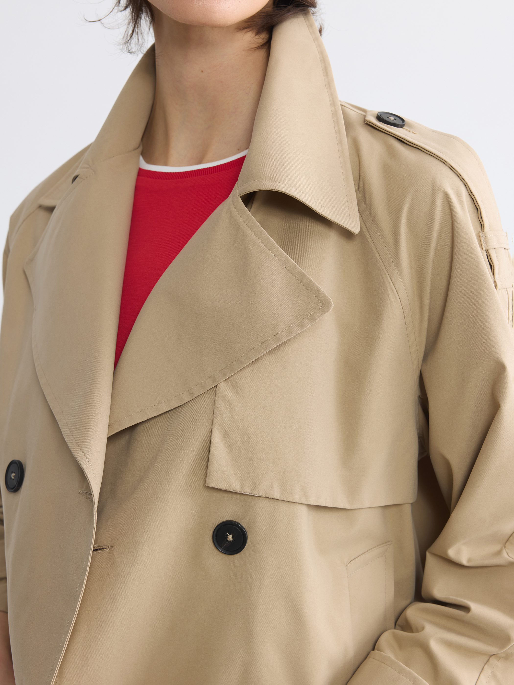 LCWAIKIKI Classic Kruvaze Yaka Oversize Kadın Trençkot görsel 3