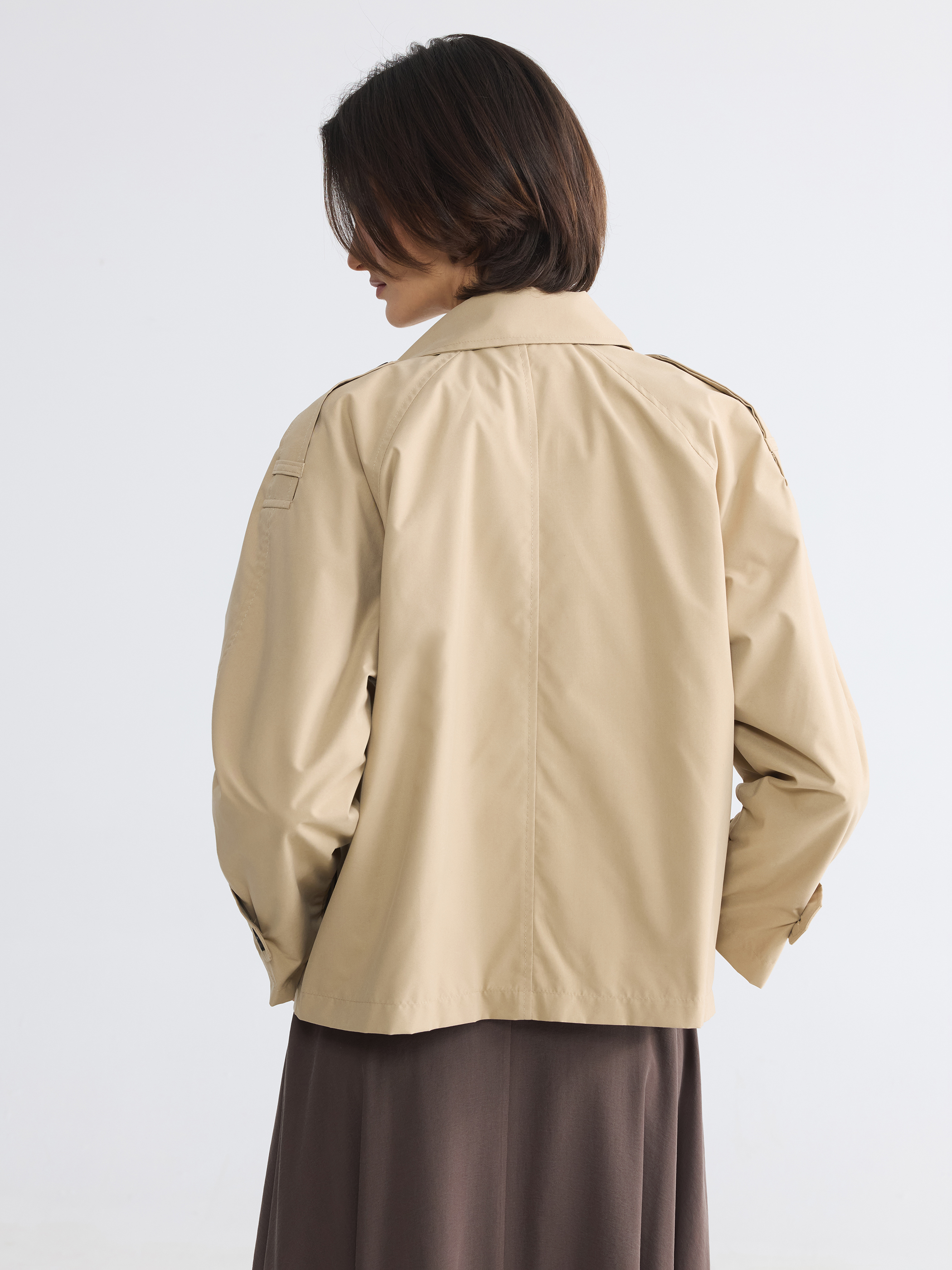 LCWAIKIKI Classic Kruvaze Yaka Oversize Kadın Trençkot görsel 5