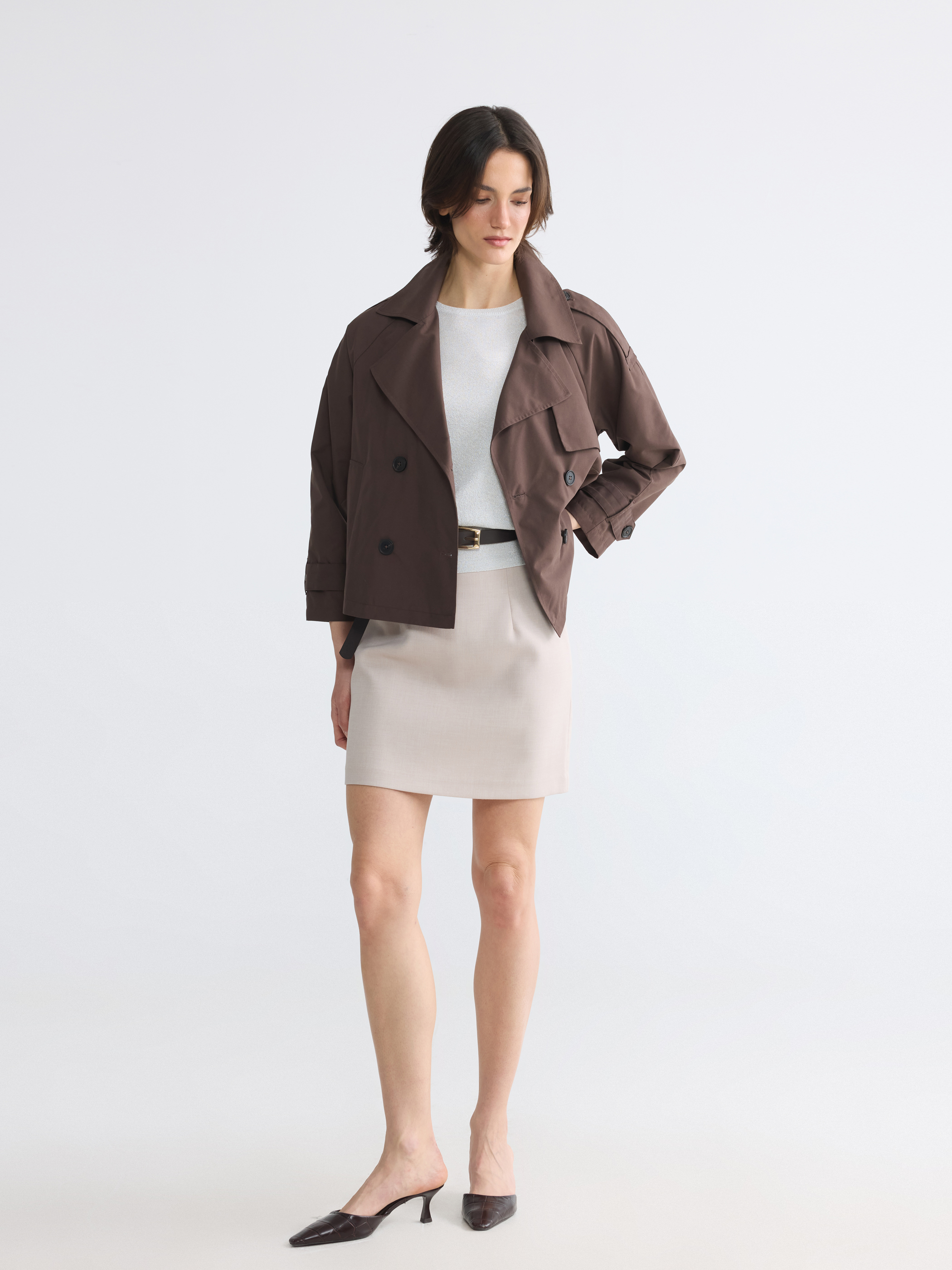 LCWAIKIKI Classic Kruvaze Yaka Oversize Kadın Trençkot görsel 2