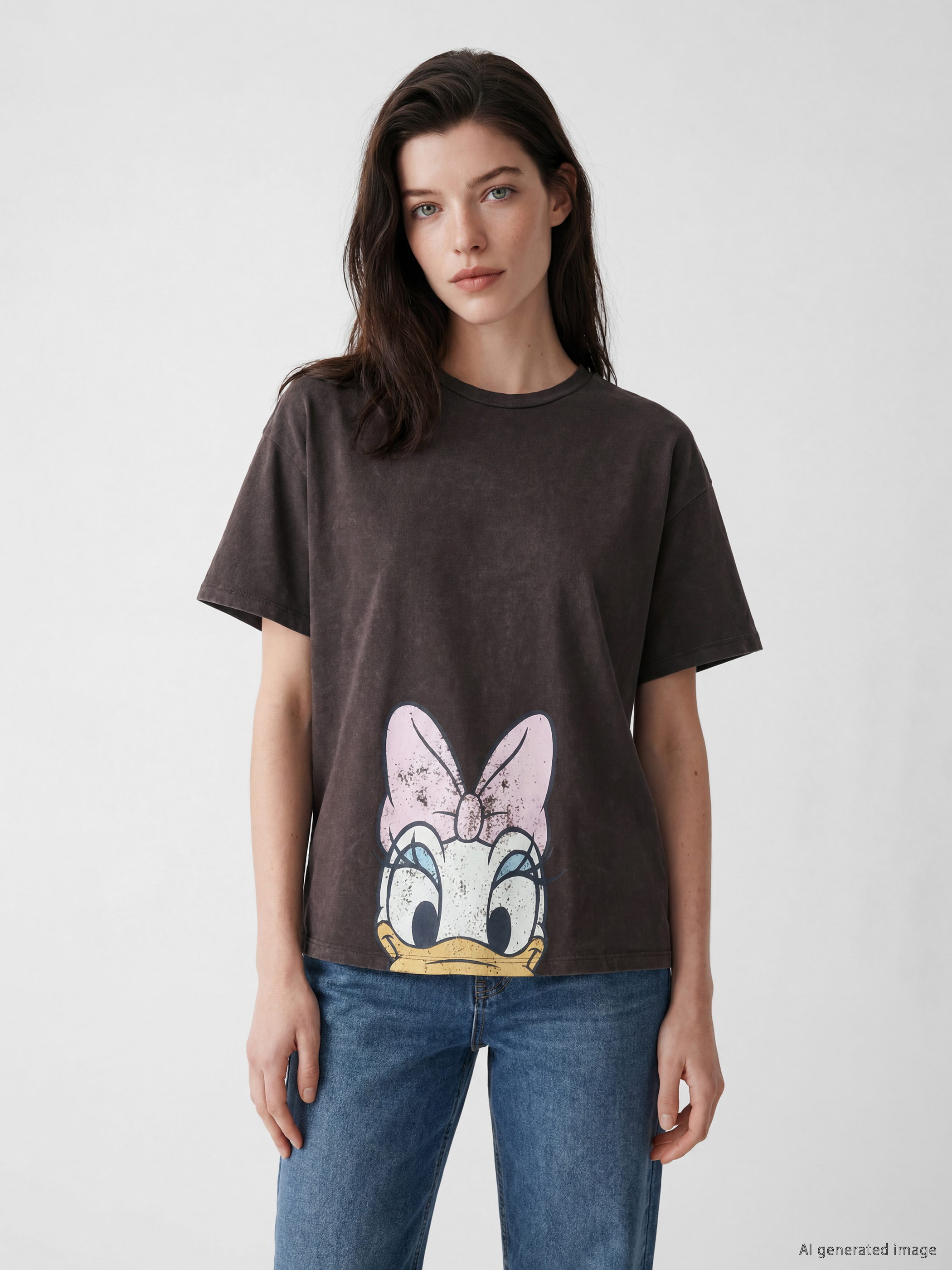 LCW Comfort Daisy Duck Baskılı Kadın Tişört