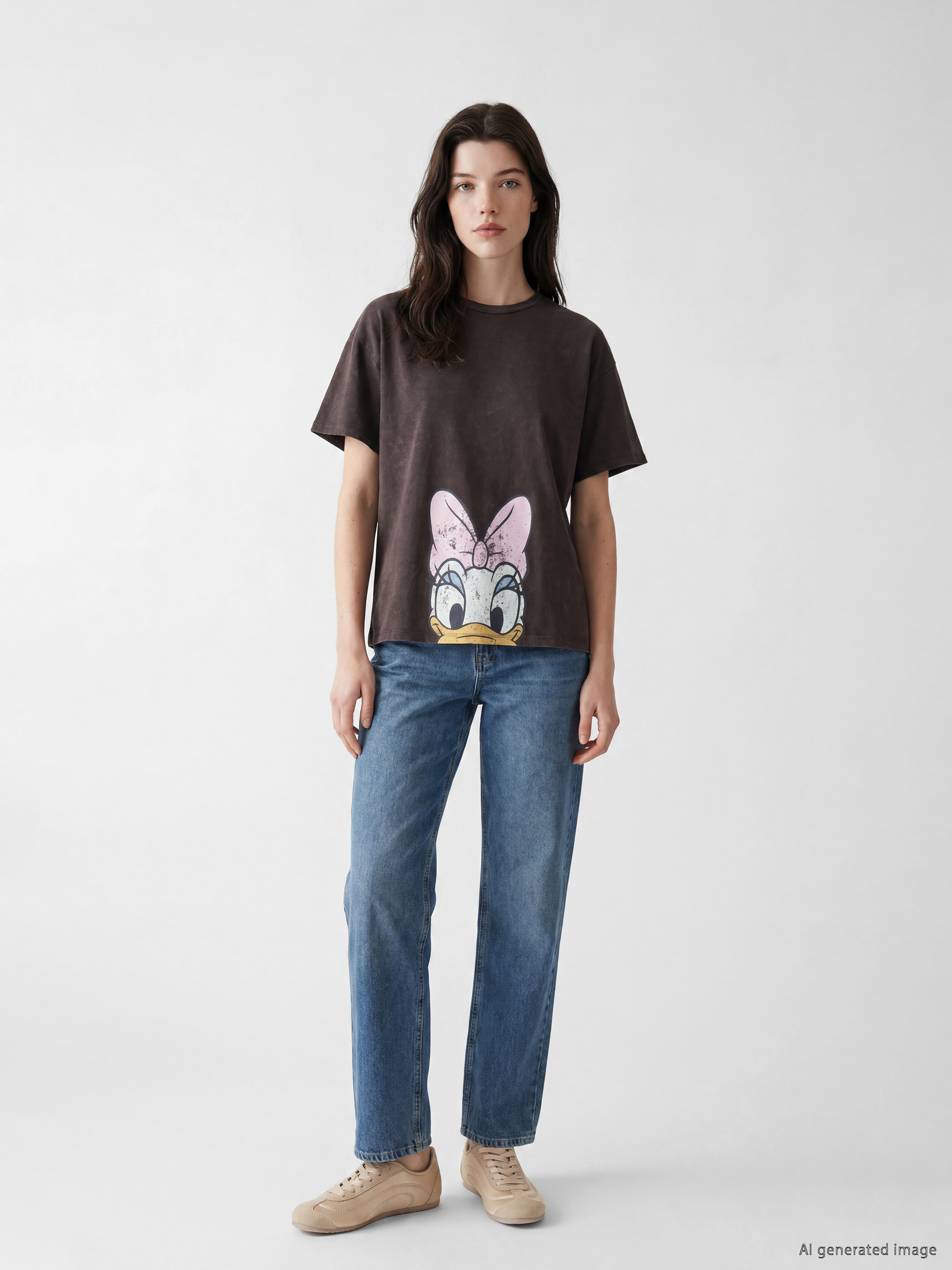 LCW Comfort Daisy Duck Baskılı Kadın Tişört görsel 2