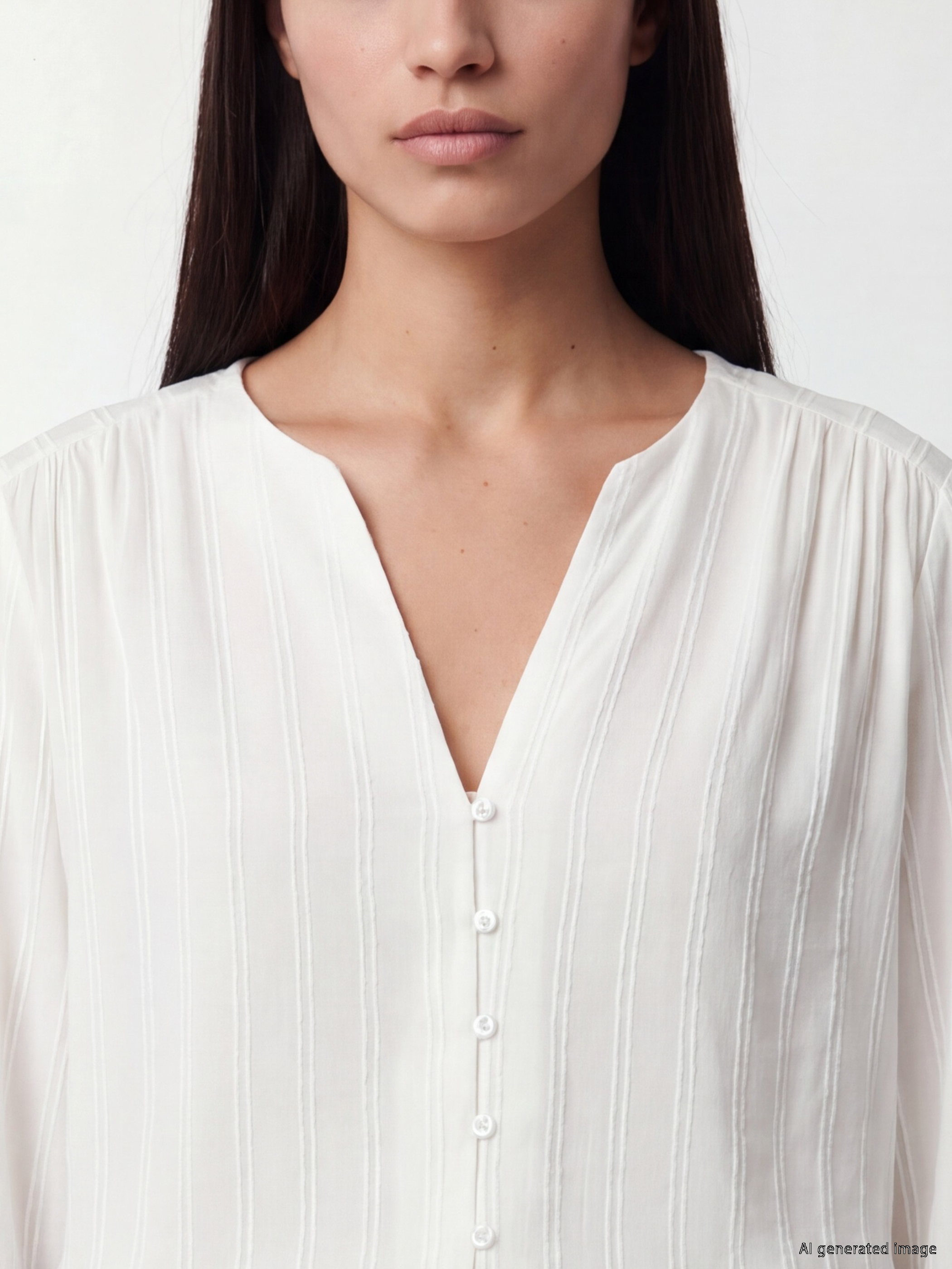 LCW Vision Kaçık Yaka Çizgili Oversize Armürlü Bluz görsel 3