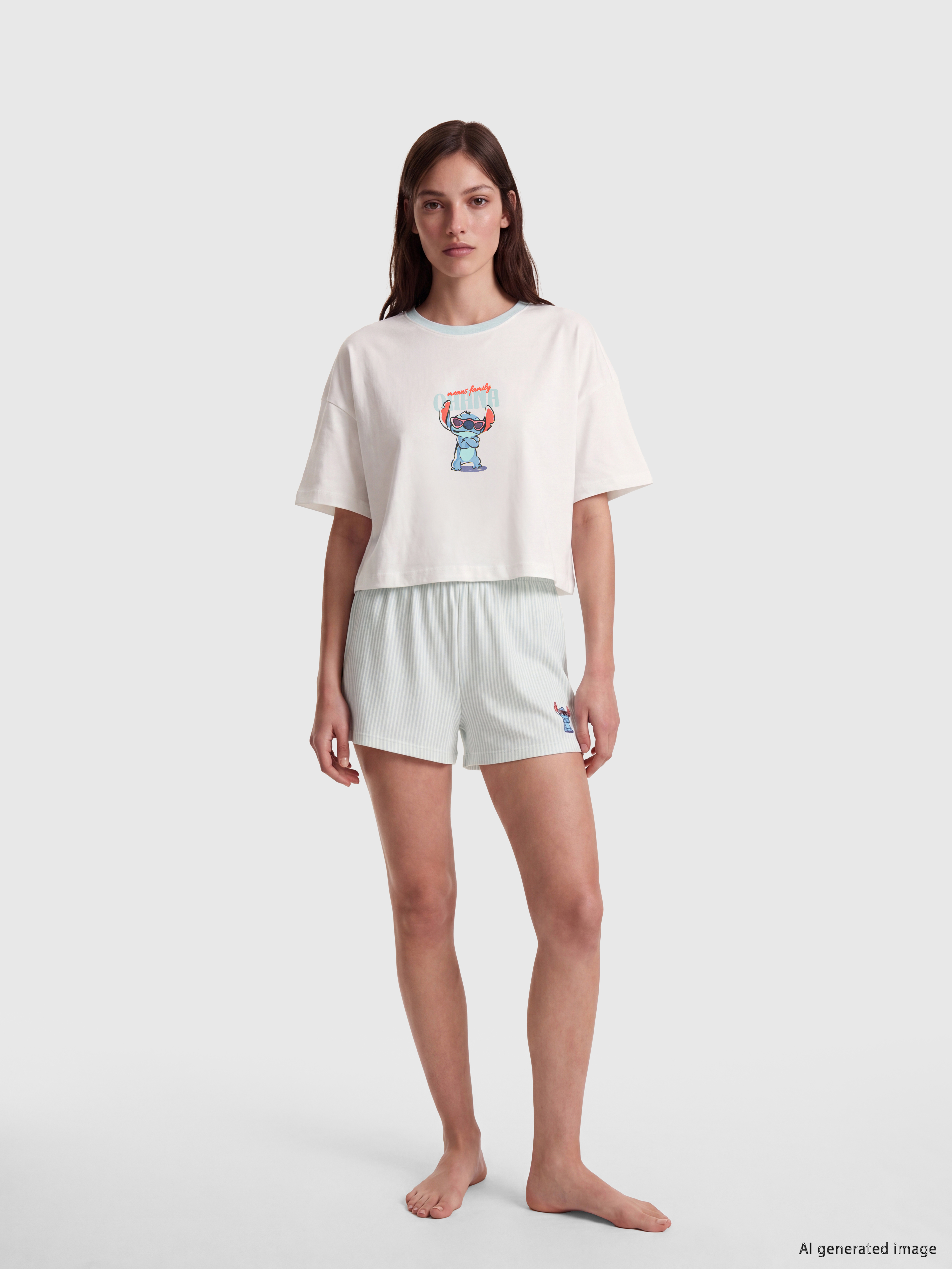 LCW Young Stitch Baskılı Kadın Şortlu Pijama Takımı görsel 2