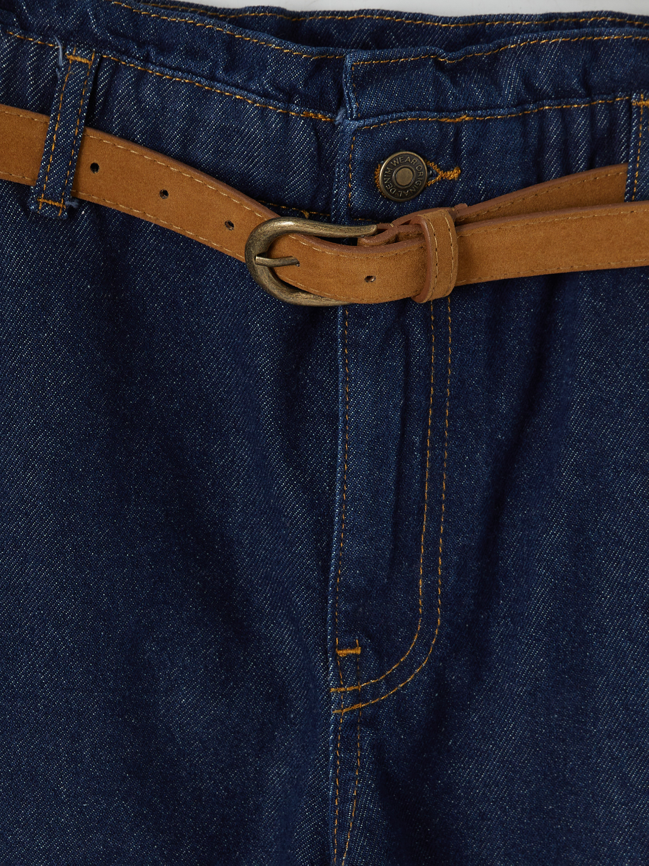 LCW Jeans Yüksek Bel Kemerli Kadın Jean Şort görsel 6
