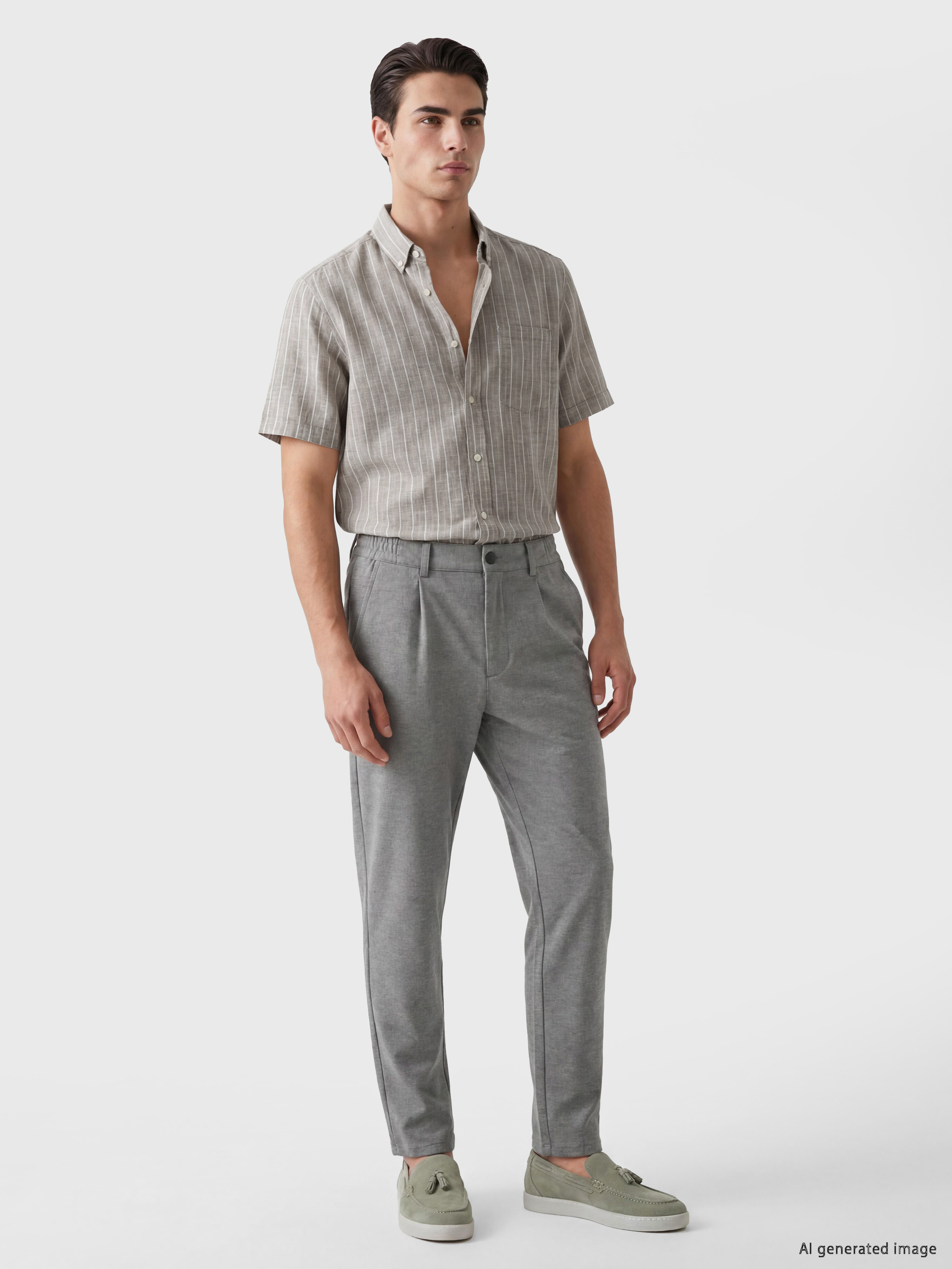 LCWAIKIKI Classic Regular Fit Çizgili Kısa Kollu Erkek Gömlek görsel 2