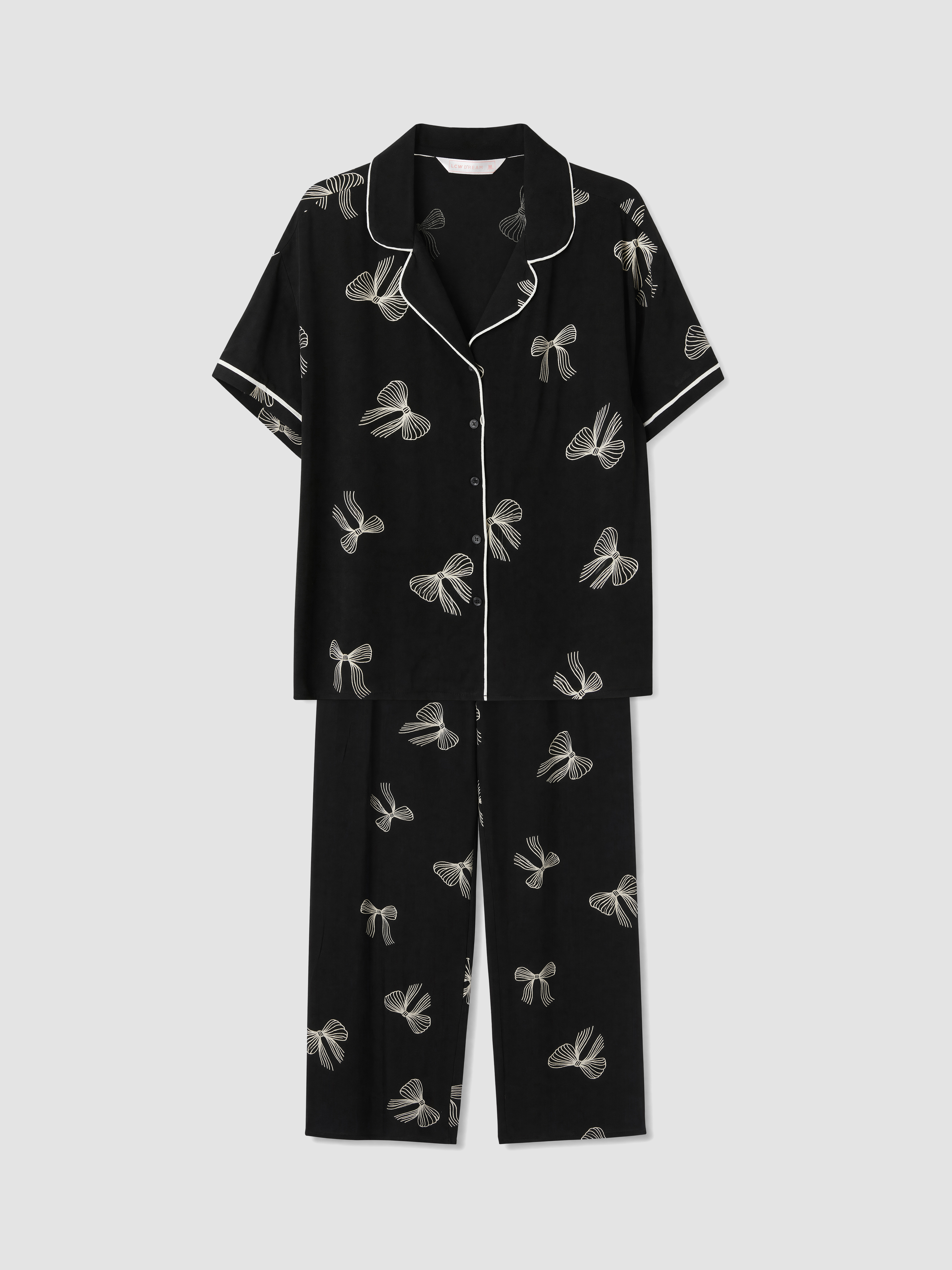 LCW DREAM Gömlek Yaka Desenli Kadın Pijama Takımı görsel 5