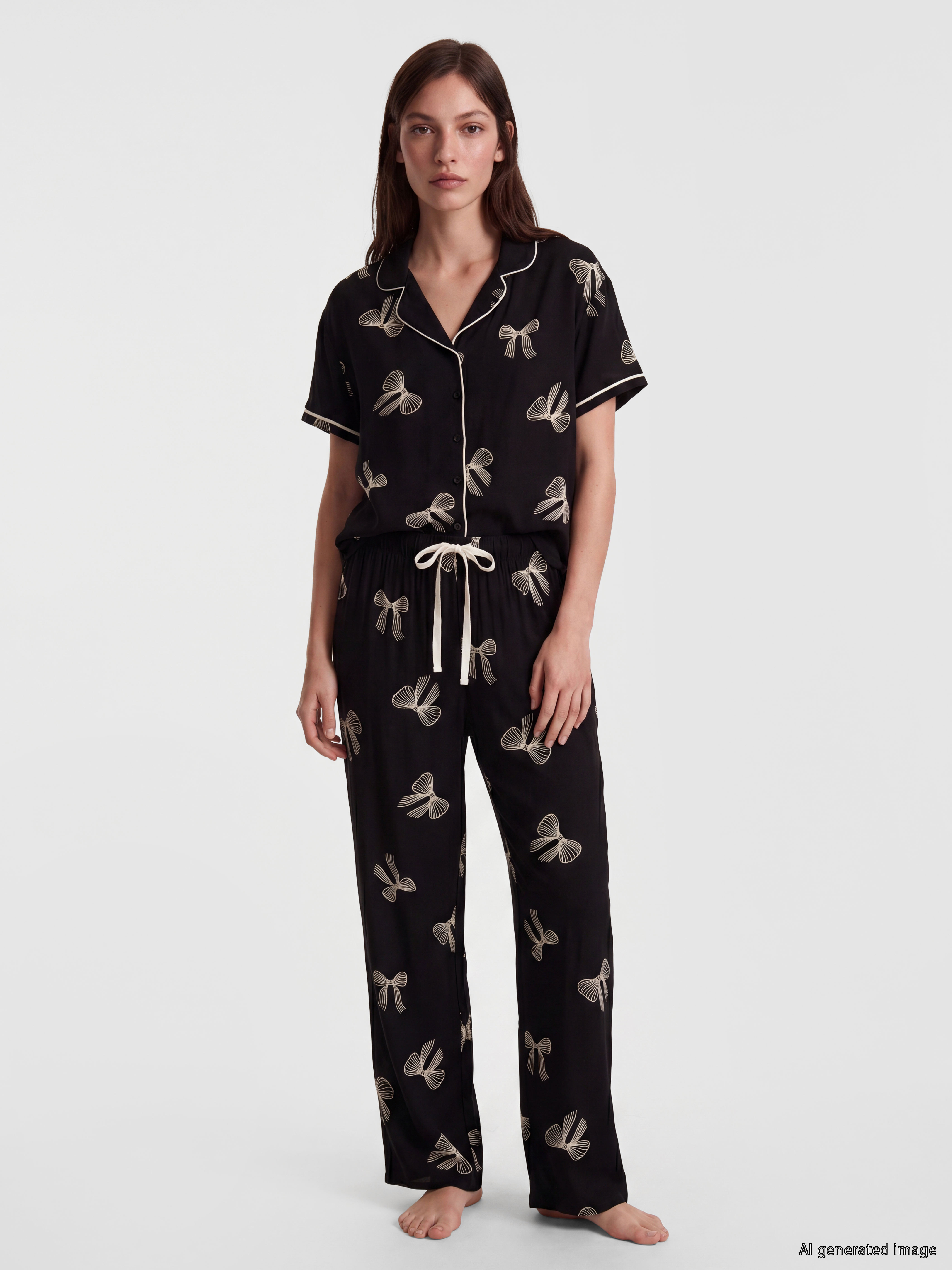 LCW DREAM Gömlek Yaka Desenli Kadın Pijama Takımı