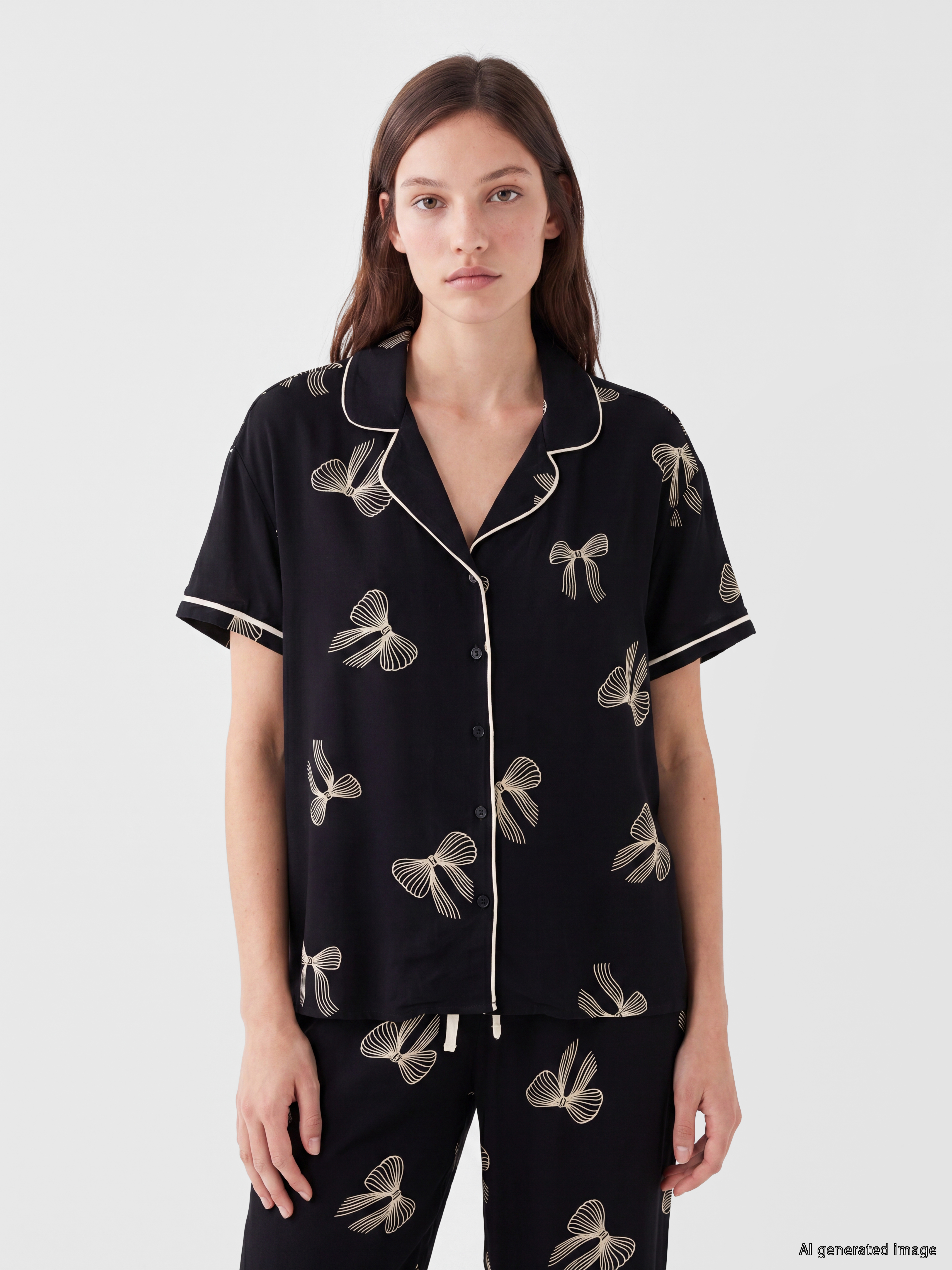 LCW DREAM Gömlek Yaka Desenli Kadın Pijama Takımı görsel 2