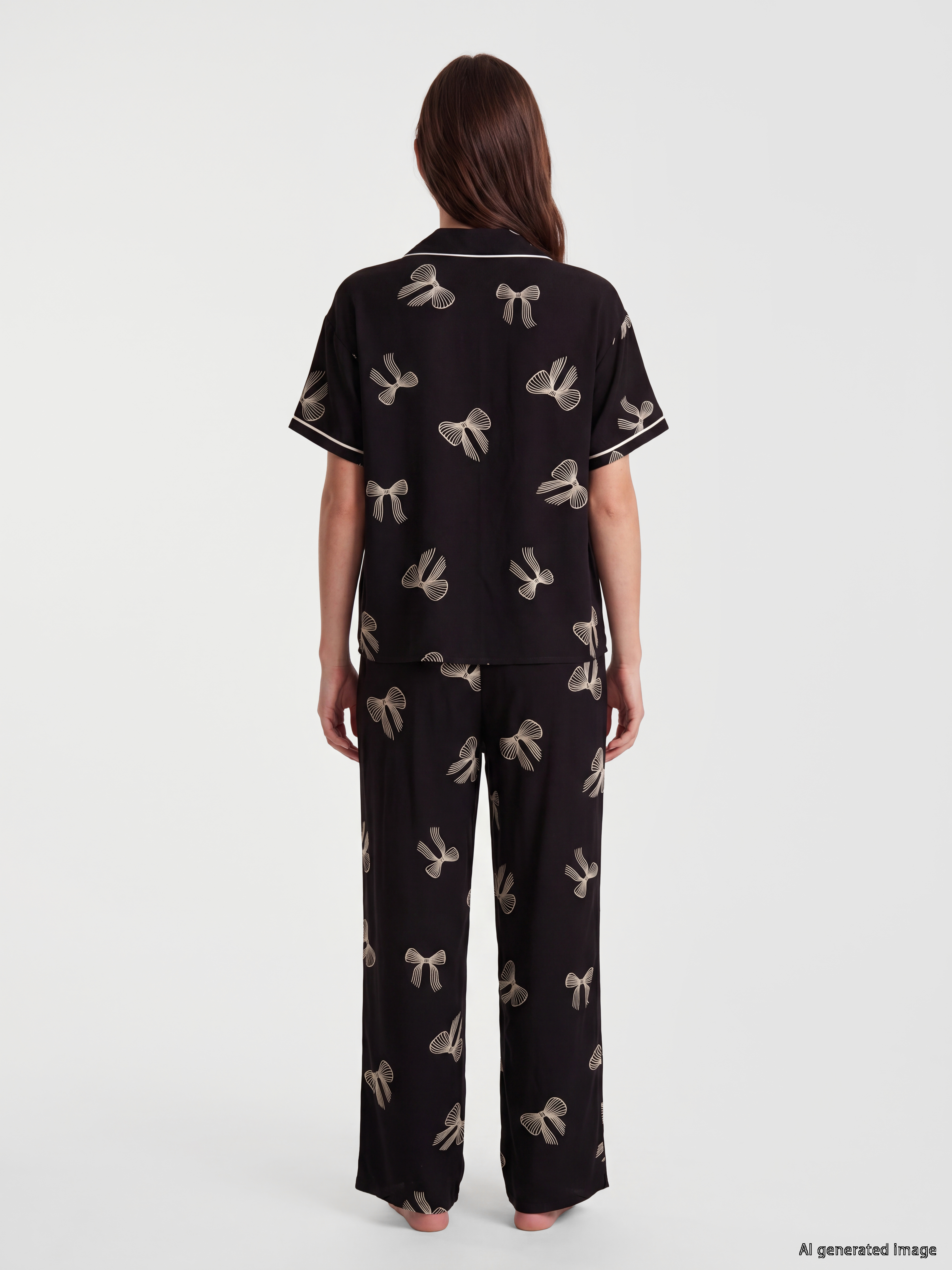 LCW DREAM Gömlek Yaka Desenli Kadın Pijama Takımı görsel 4