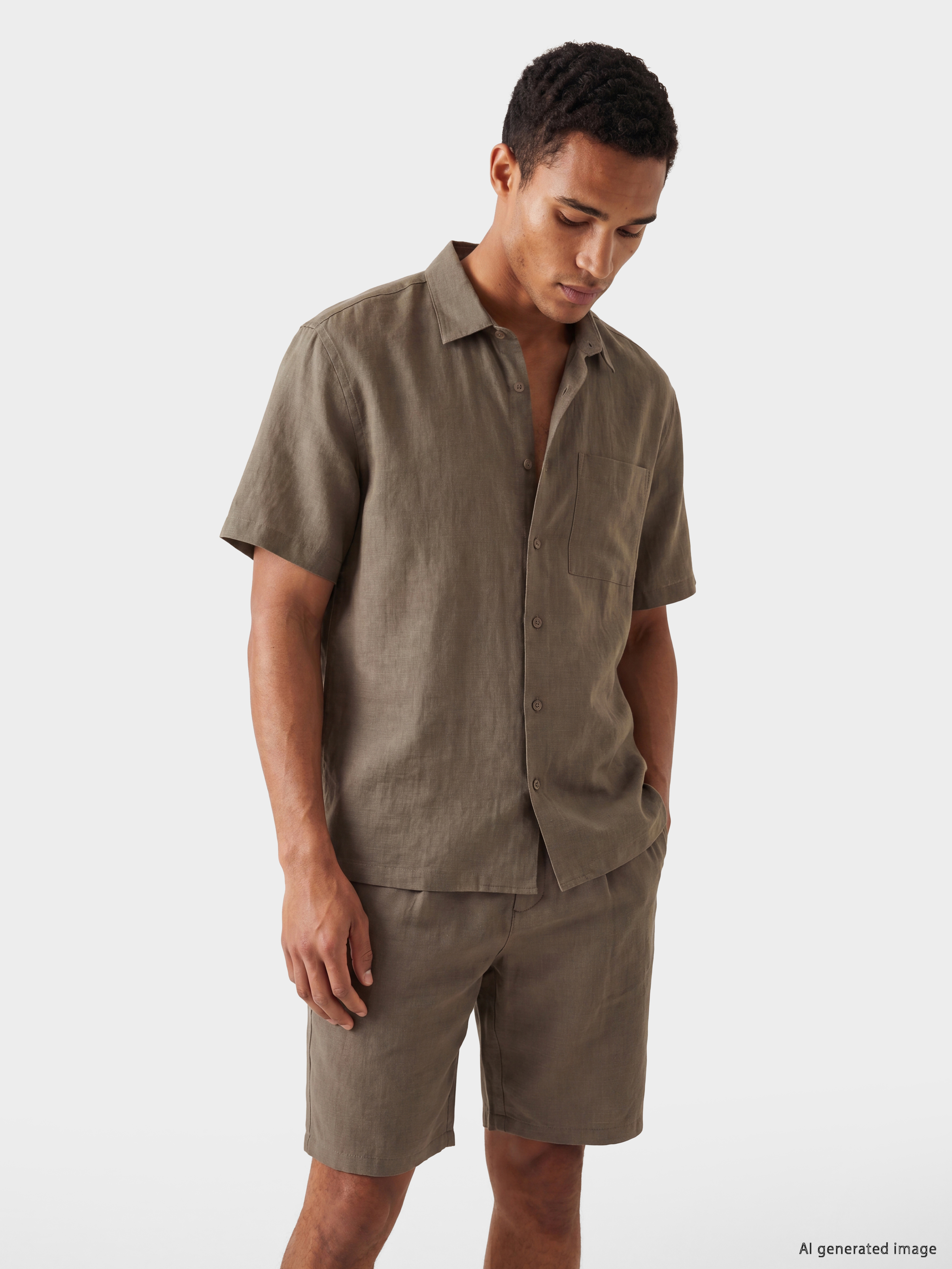 LCW Vision Regular Fit Keten Görünümlü Erkek Gömlek