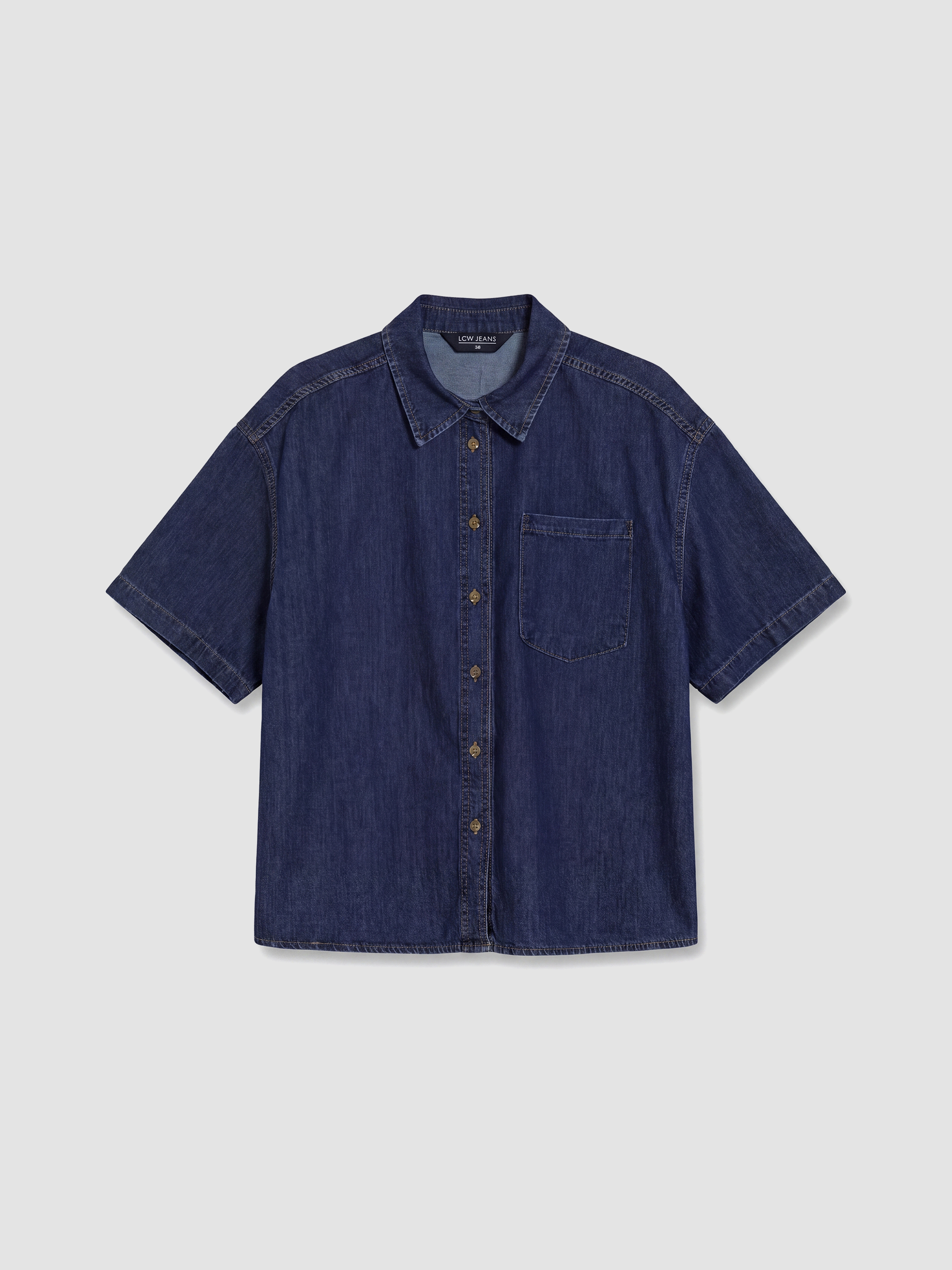 LCW Vision Oversize Kadın Jean Gömlek görsel 5