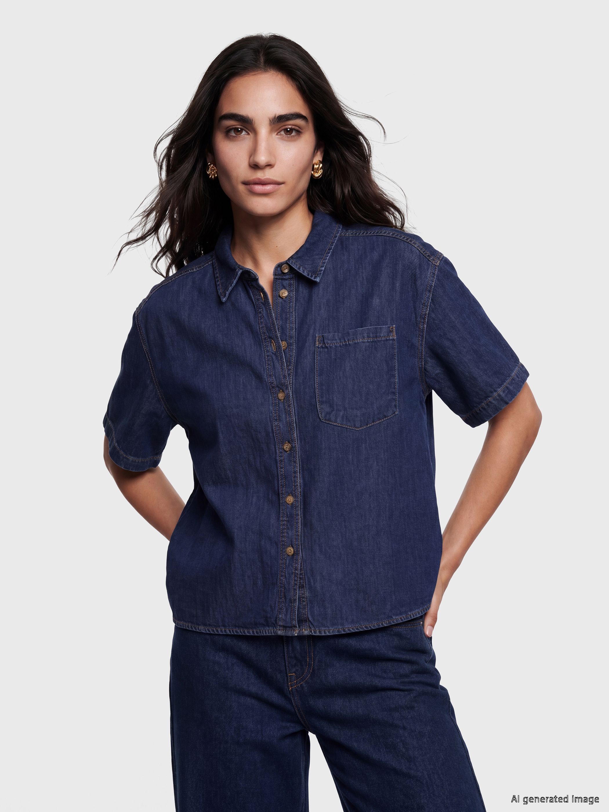 LCW Vision Oversize Kadın Jean Gömlek