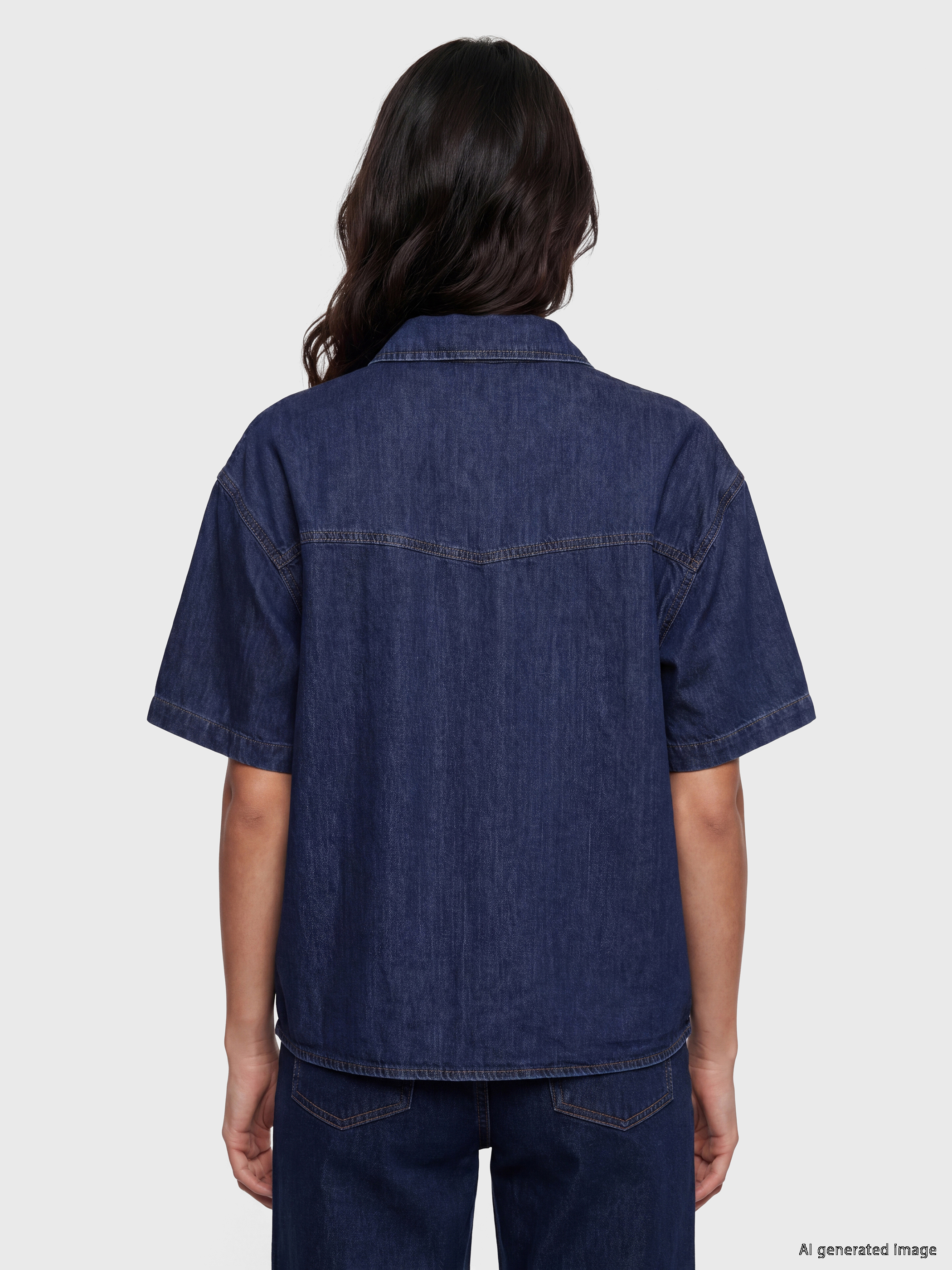 LCW Vision Oversize Kadın Jean Gömlek görsel 4