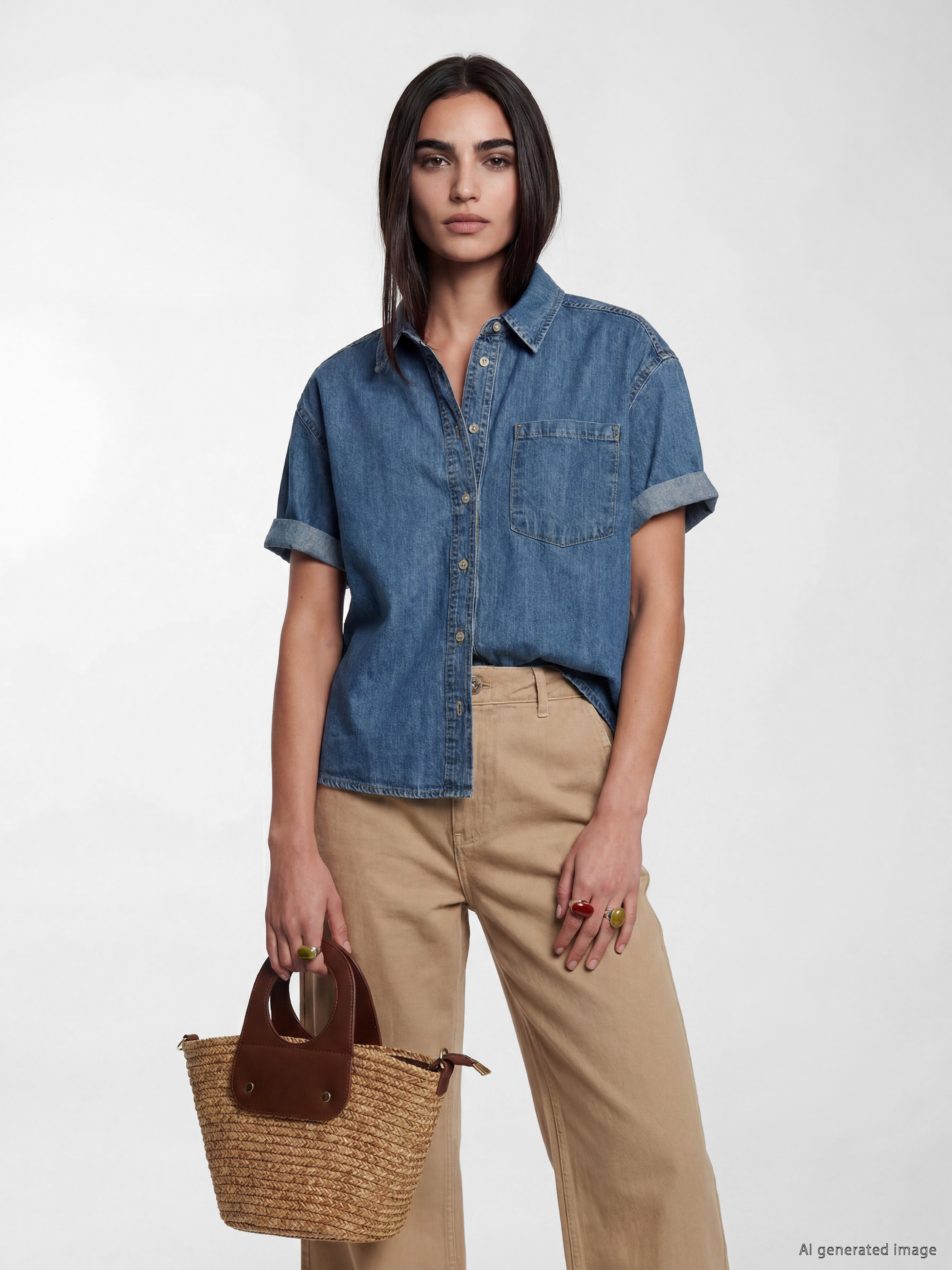 LCW Vision Oversize Kadın Jean Gömlek