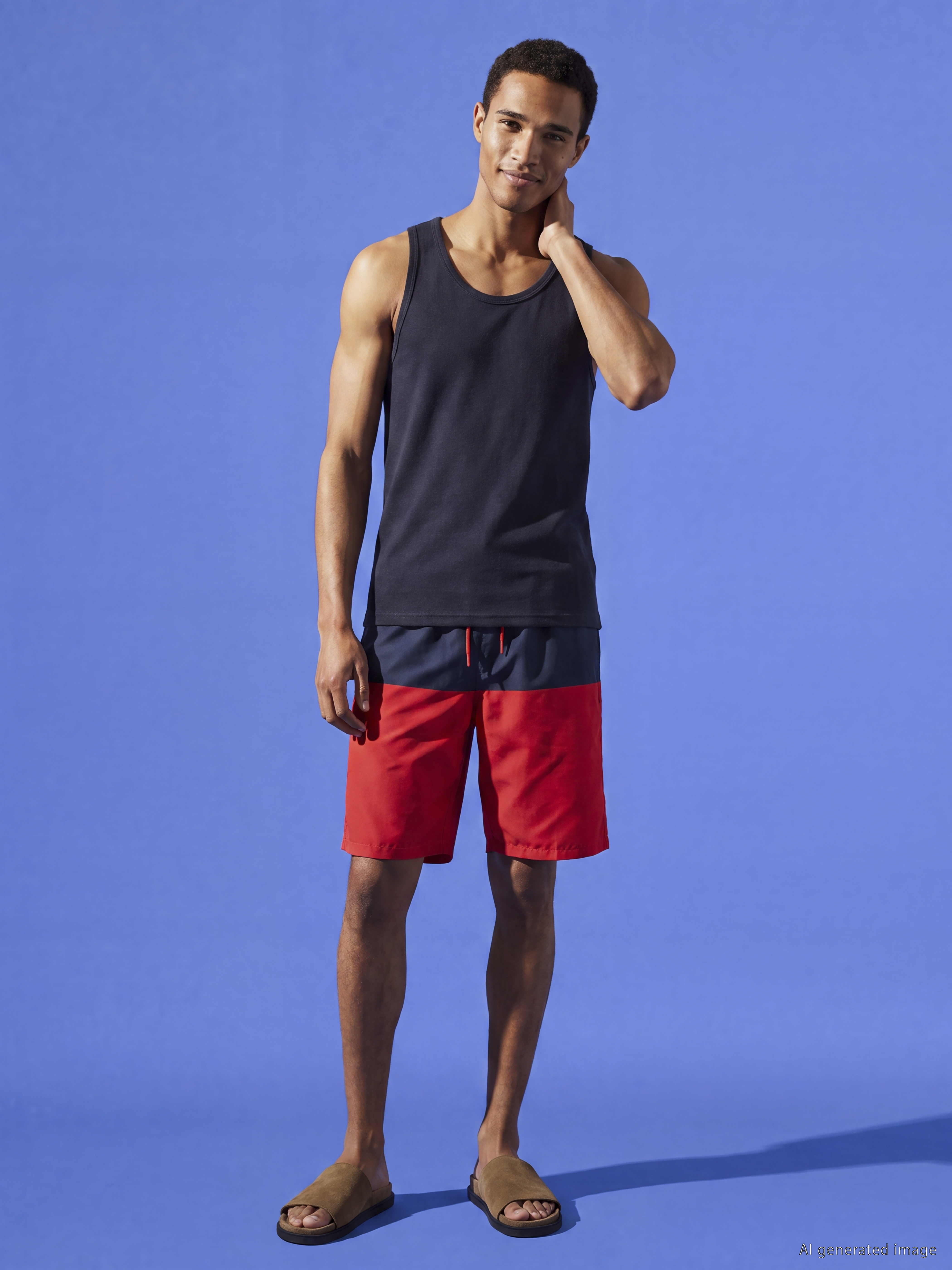 LCW SWIMWEAR Diz Altı Boy Renk Bloklu Erkek Deniz Şortu