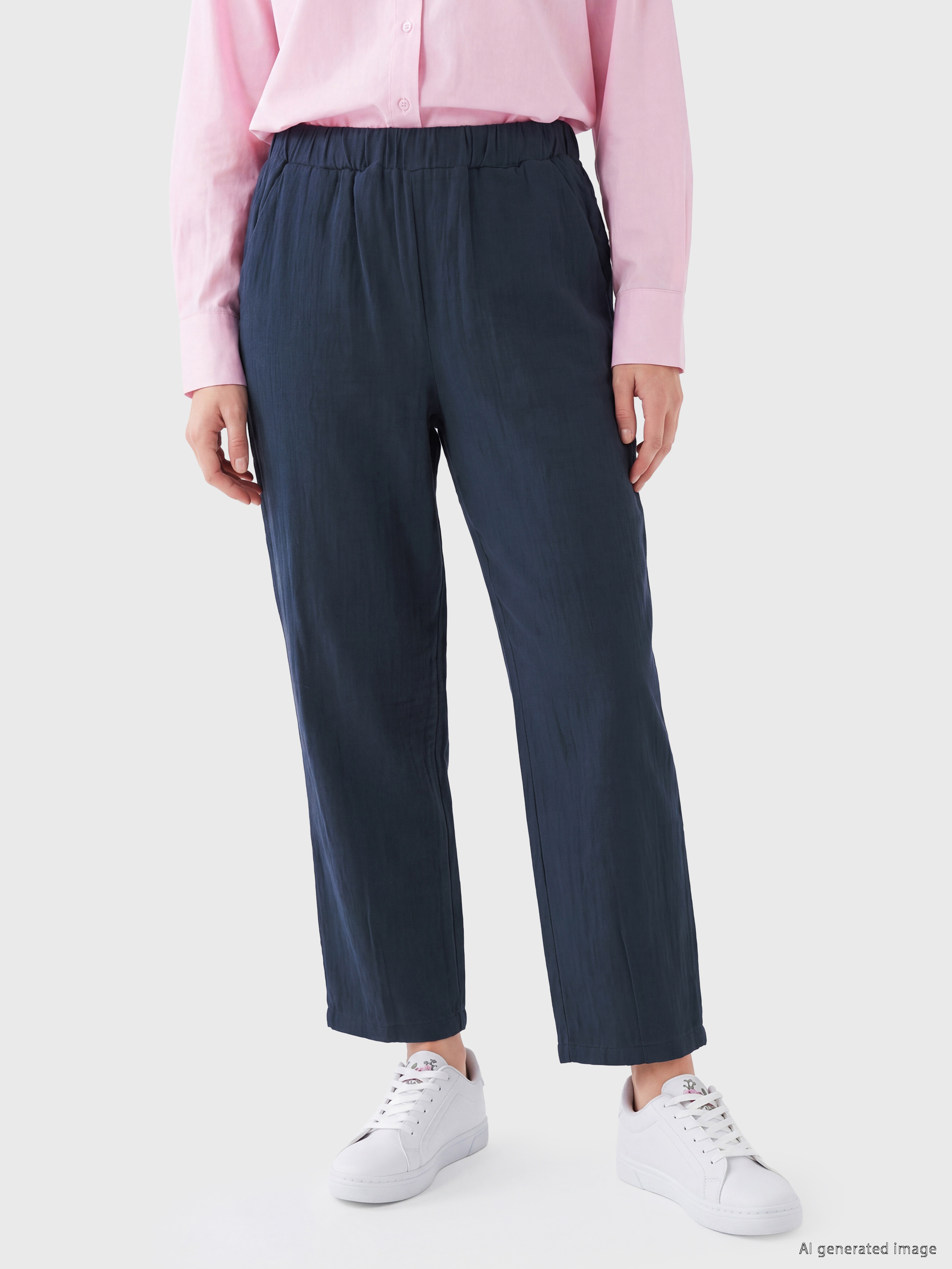 LCW Modest Beli Lastikli Kadın Müslin Pantolon görsel 2