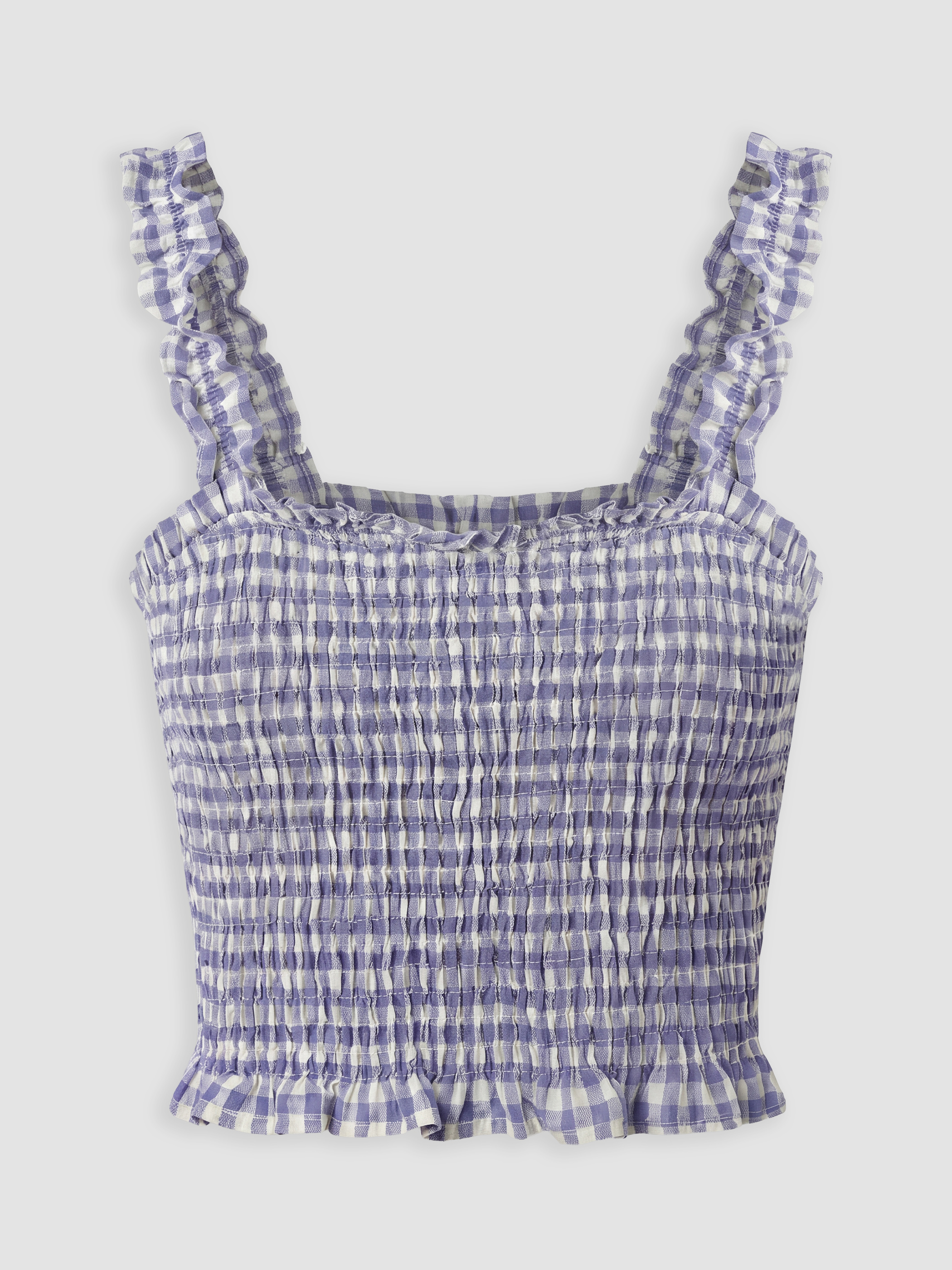 XSIDE Kalp Yaka Ekose Fırfırlı Crop görsel 5
