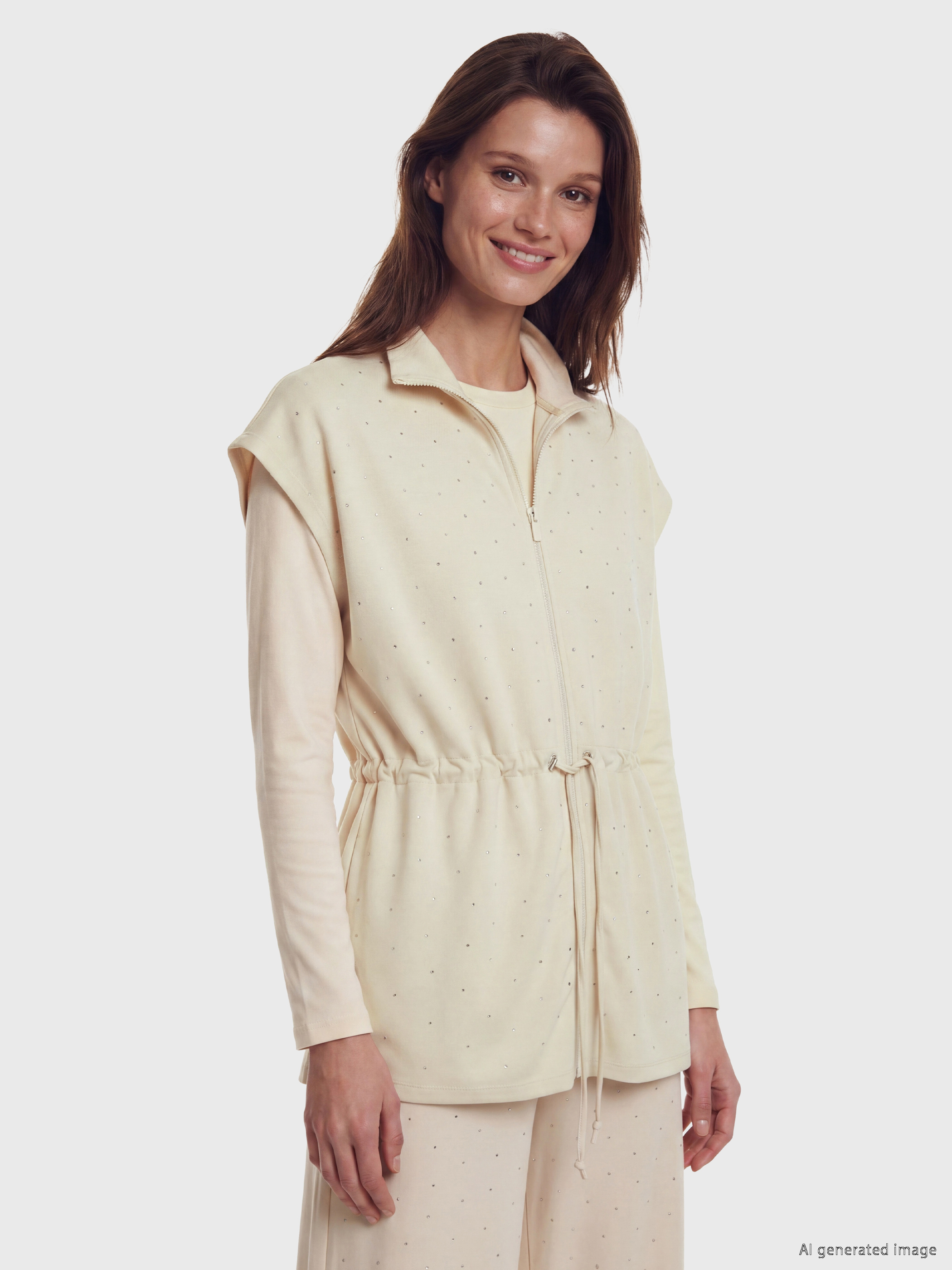 LCW Modest Dik Yaka Taşlı Soft Touch Kadın Yelek