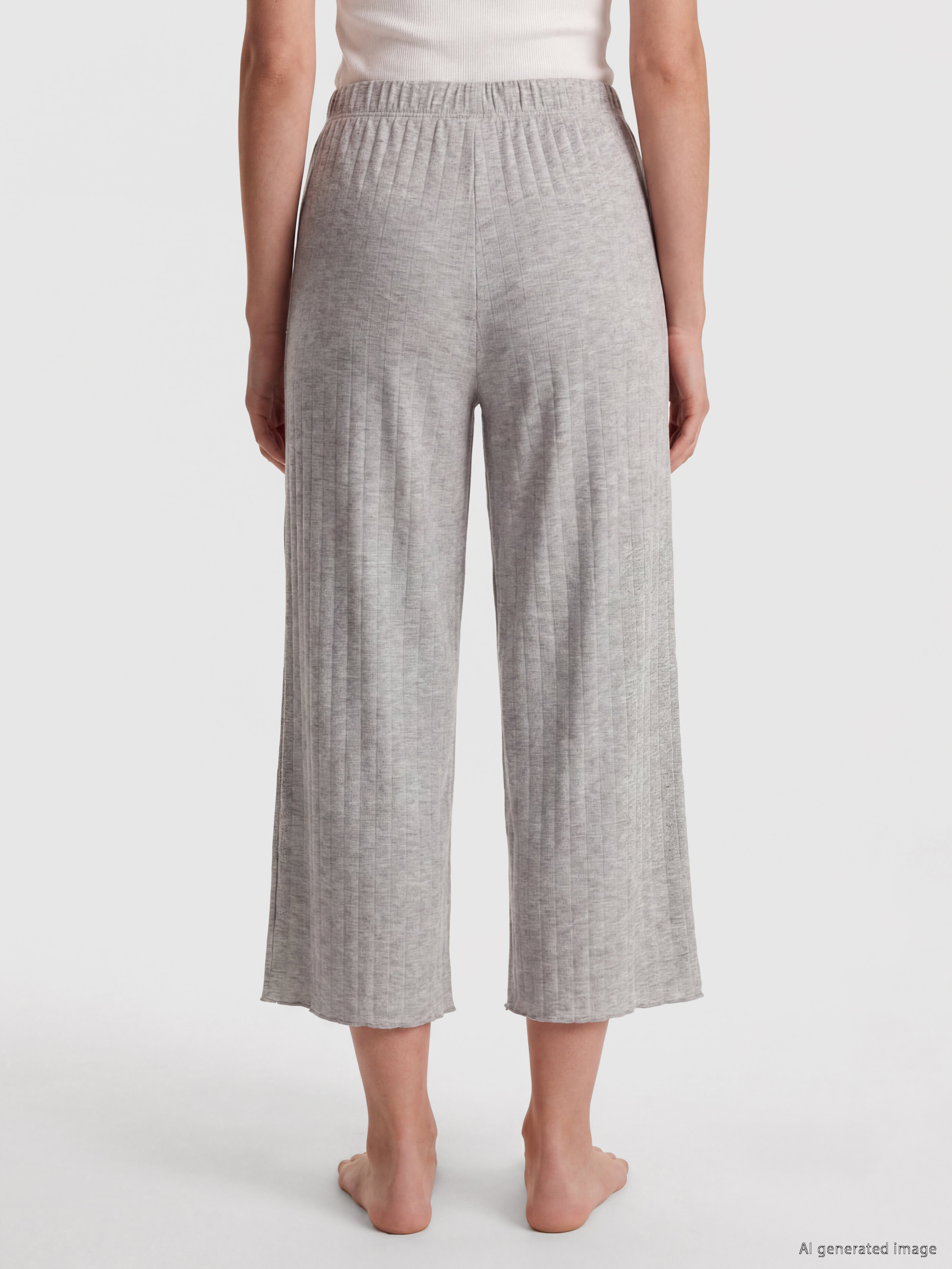 LCW DREAM Geniş Paça Kadın Fitilli Kapri Pijama Altı görsel 4